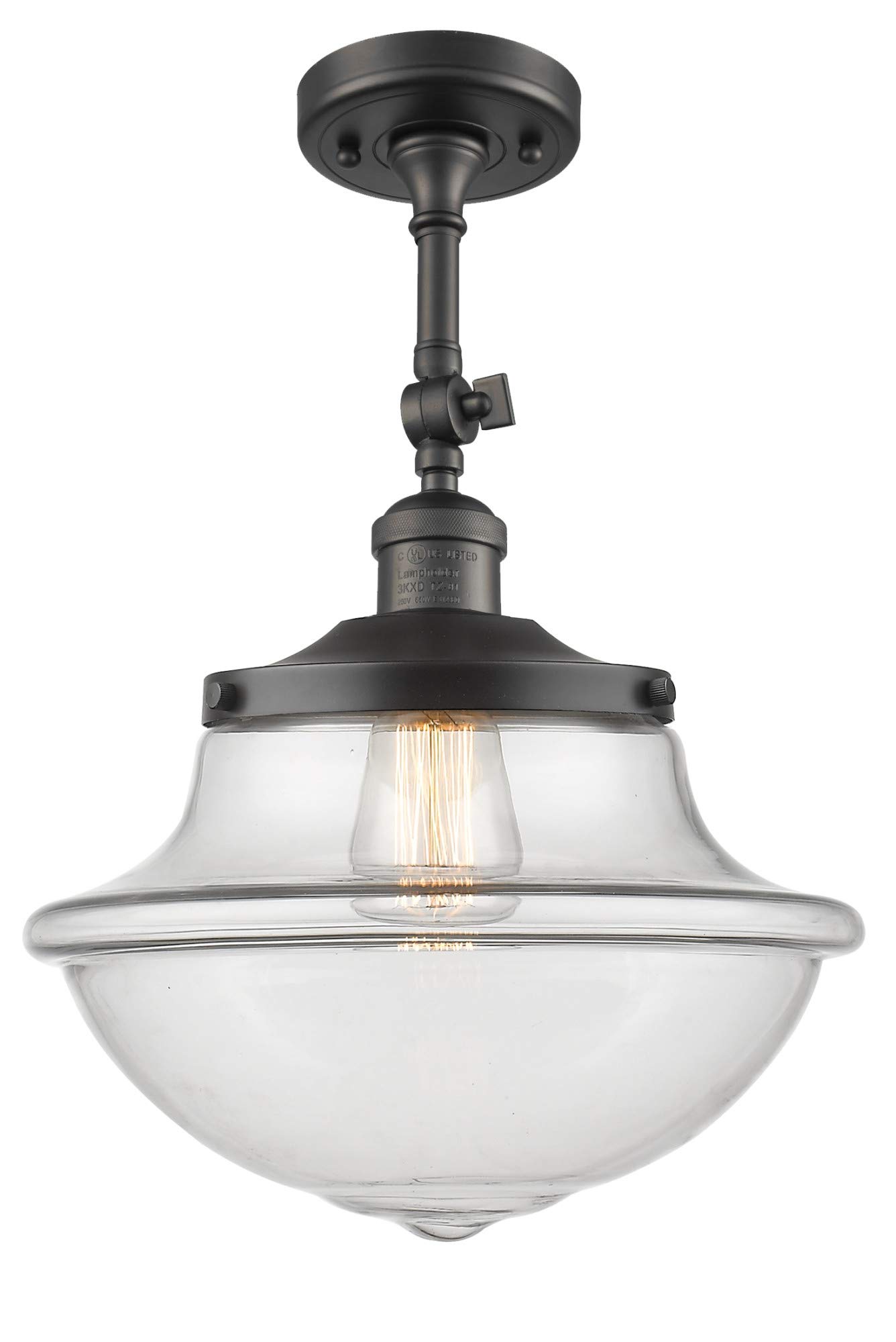 Franklin Restoration Collection Oil Rubbed Bronze Large Oxford 1-Light Semi-Flush Mount Ceiling Light Fixture - Perfect for Dining Room, Bedroom or Entryway Lighting
