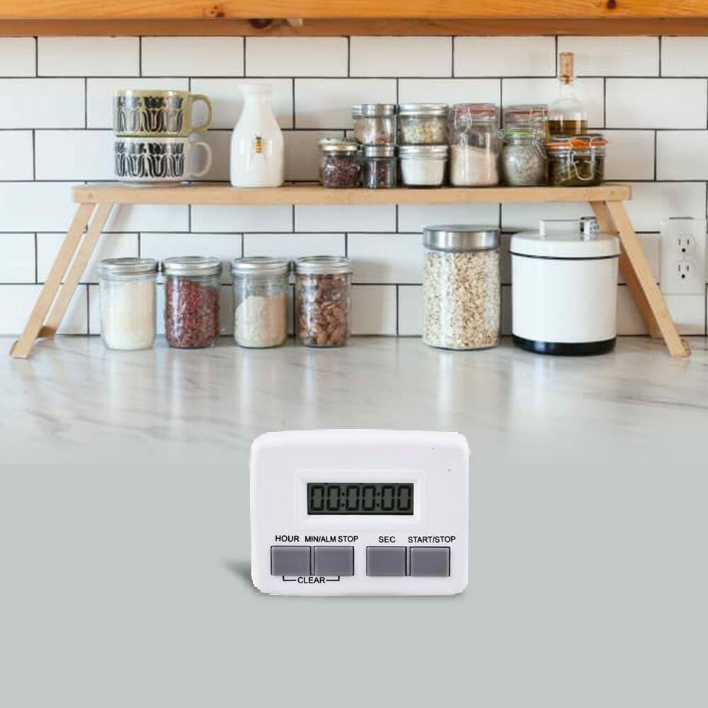 LABART White Digital Timer (DT 109) - Extra Loud Alarm, Countdown & Count Up, Magnetic Back for Kitchen, Laboratories, Cooking, Baking, Gym Workouts & Study Sessions