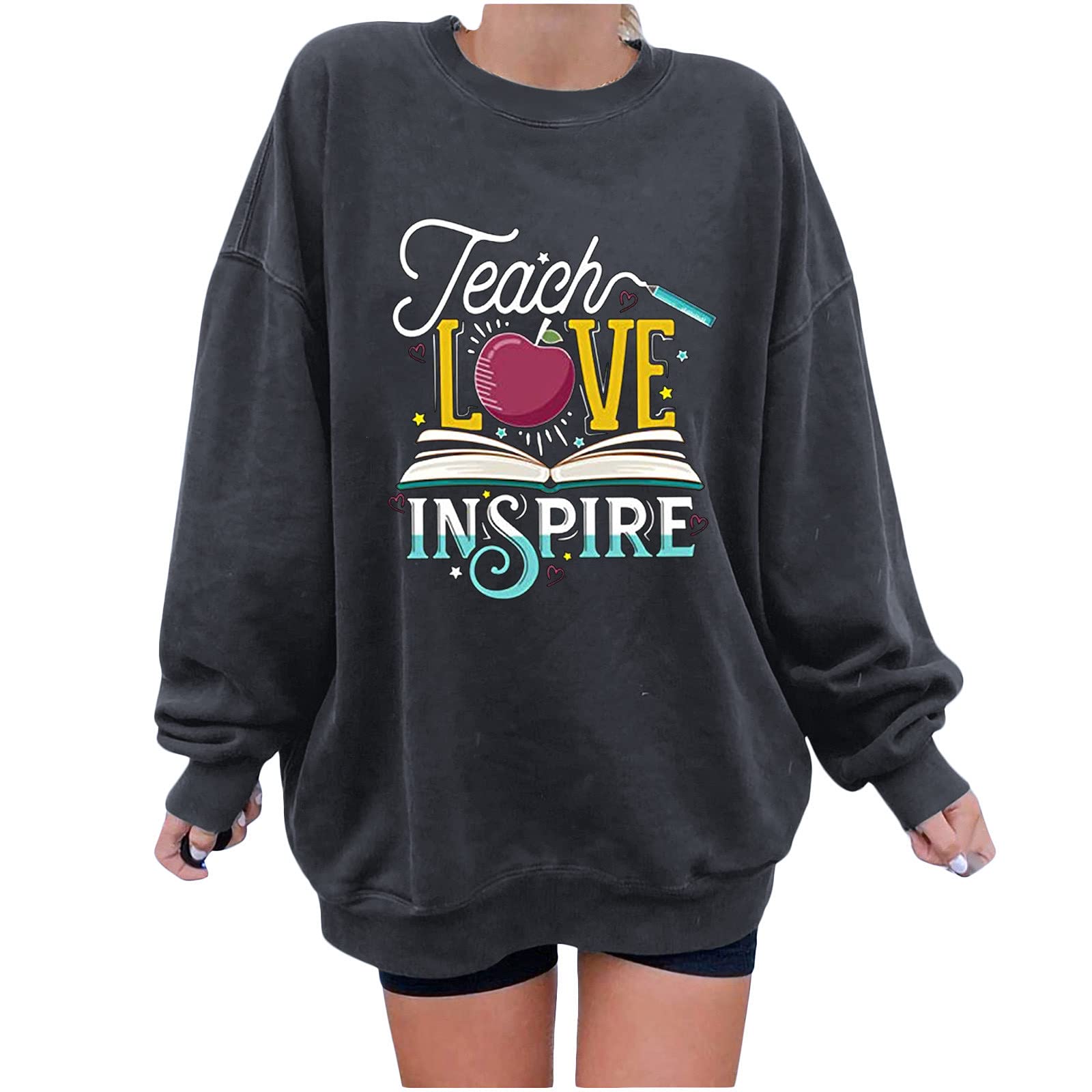 Wodceeke Women's Vintage Fall Crewneck Sweatshirt - Casual Long Sleeve Blouse with Funny Print - Loose Fit Pullover Sweater for Women | Perfect for Autumn Outfits, Coffee Dates & Weekend Errands