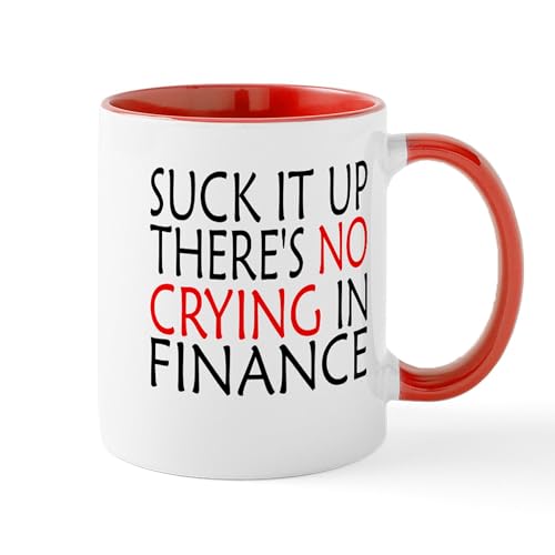 White/Red Inside - There's No Crying In Finance Mugs