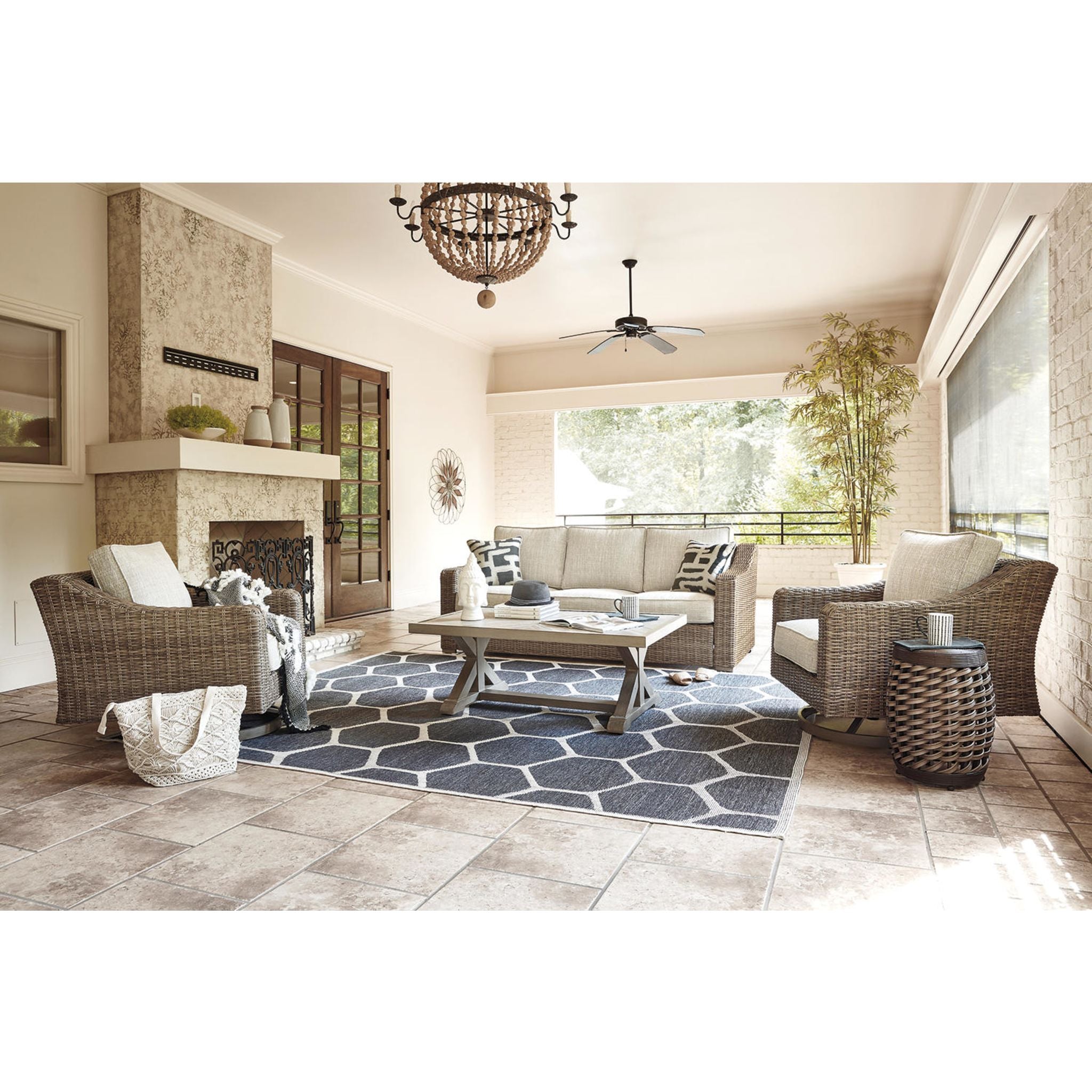 Beachcroft 4-Piece Outdoor Patio Furniture Set - Waterproof Wicker Rattan Sofa with Cushions, Beige - Perfect for Backyard, Garden, Poolside & Terrace Relaxation