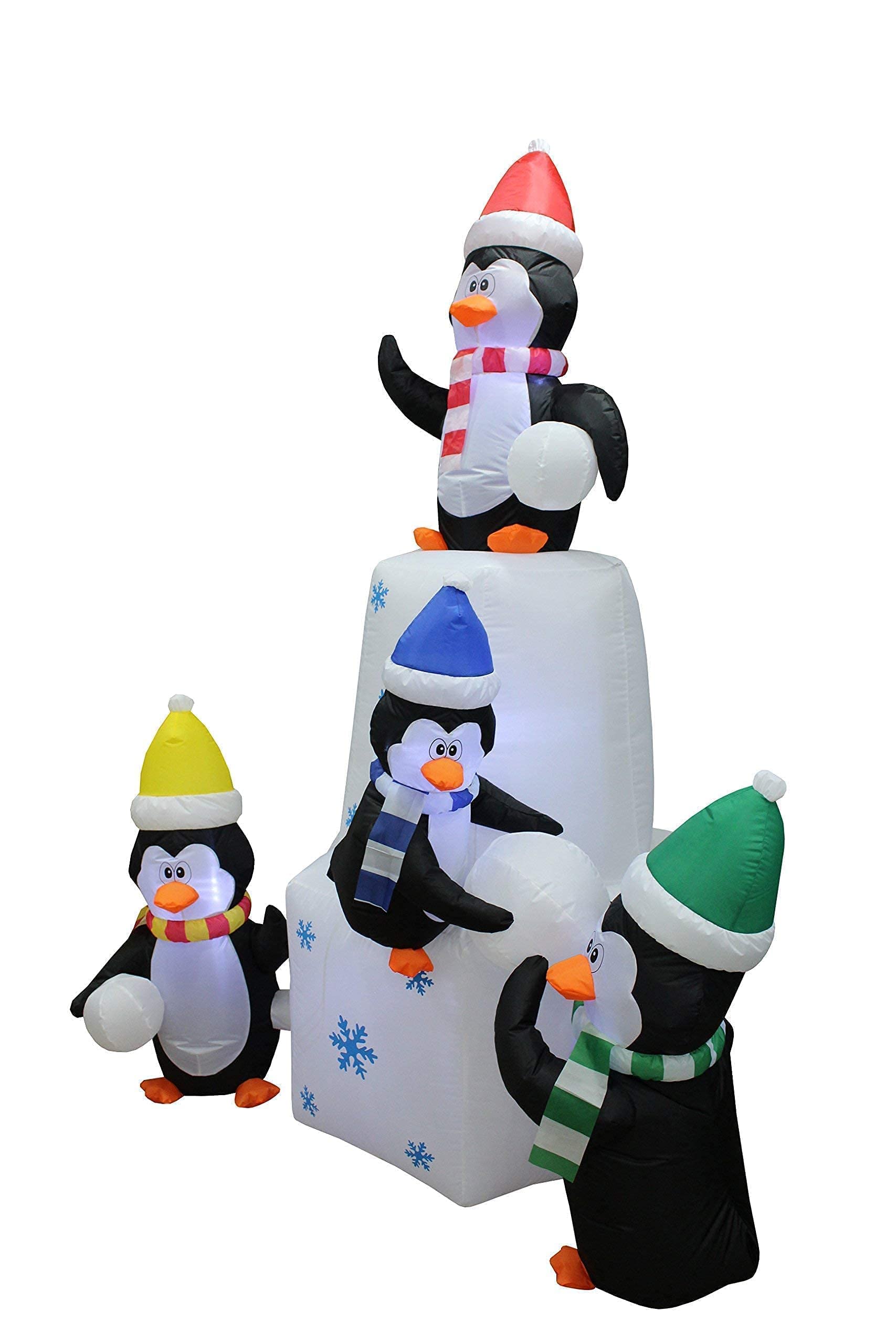 14ft Giant Inflatable Santa Claus & 8ft Inflatable Penguin Family with Lights - Christmas Party Decorations Bundle for Outdoor Yard, Holiday Decoration, Xmas Light Display
