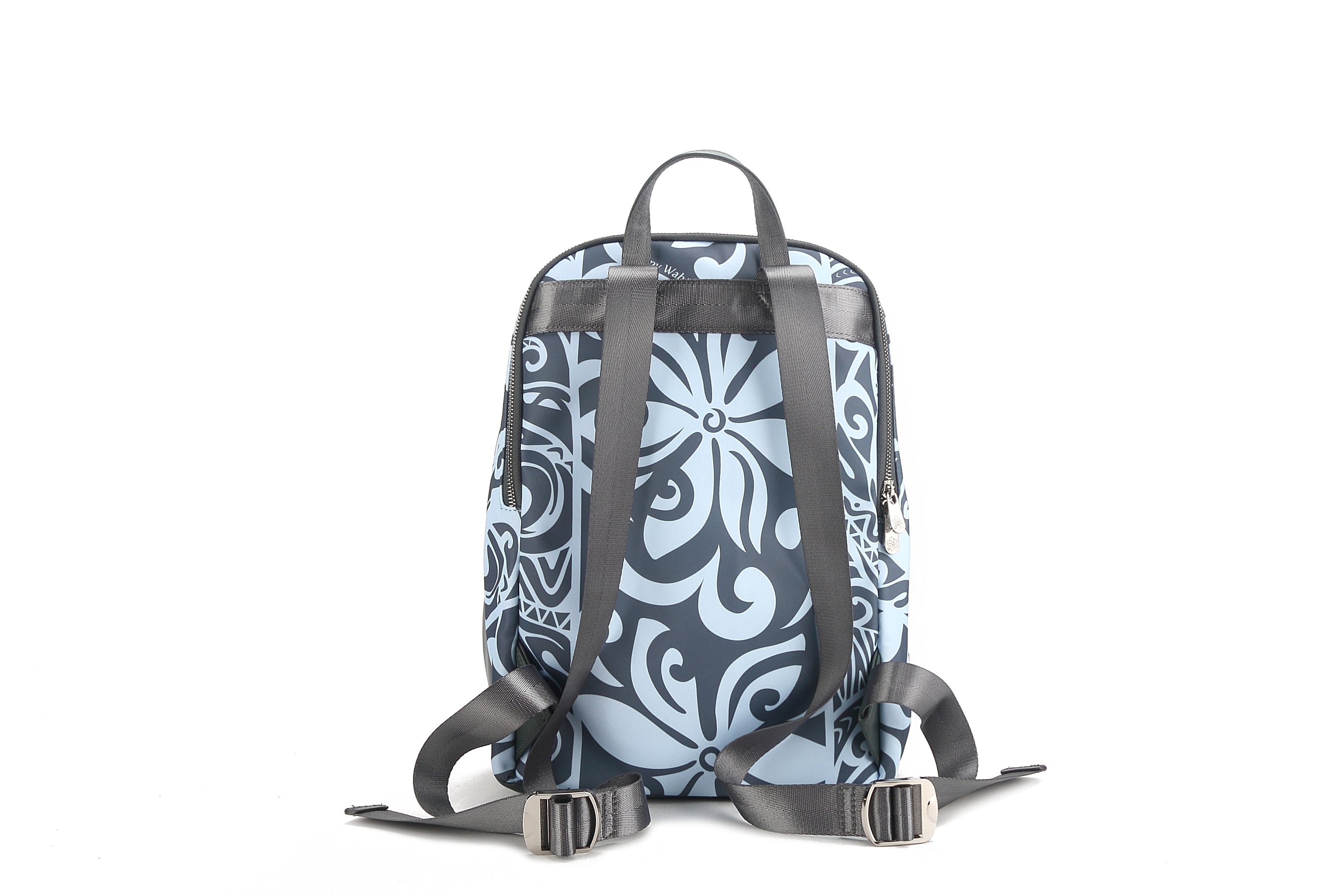 Large Keʻolu Tapa Tiare Teal Backpack - Durable Travel Backpack for Hiking, School & Work | Water-Resistant Daypack with Laptop Compartment