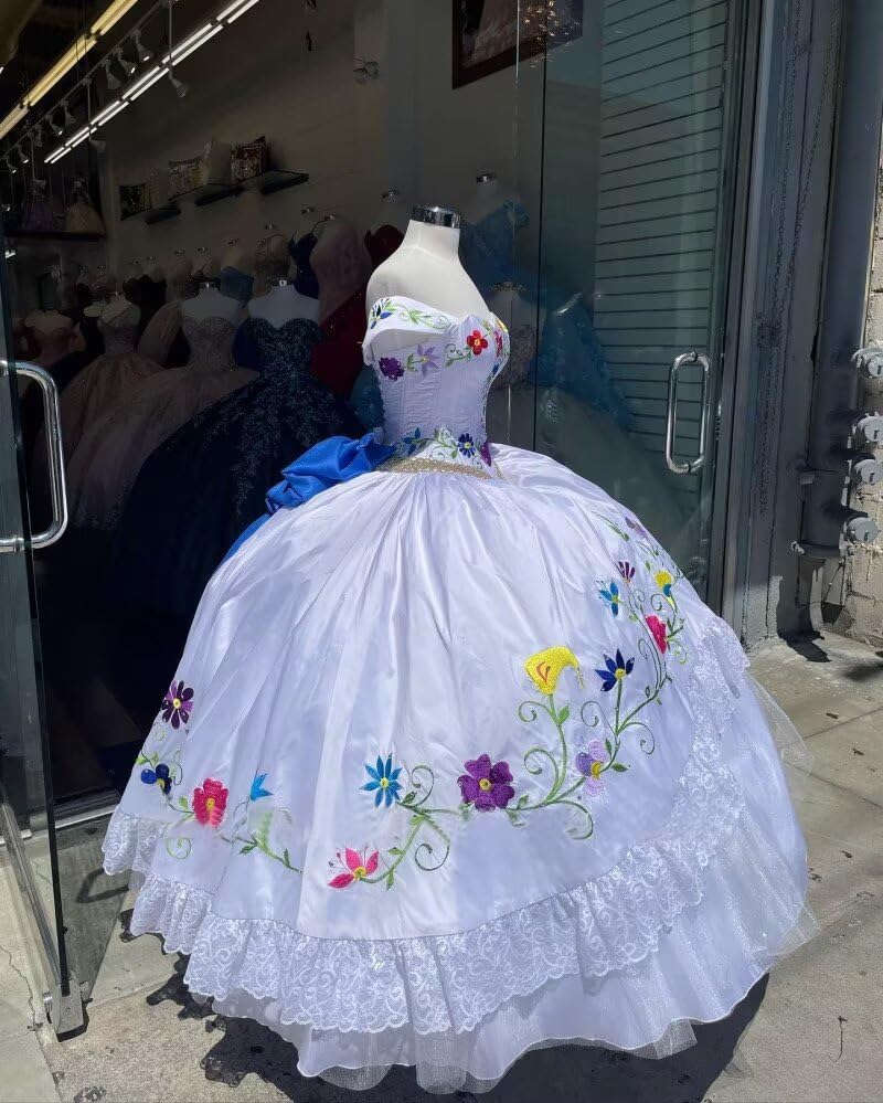2025 Mexican Style Quinceanera Dress - Classic Embroidered Off-Shoulder Sweet 15 Party Gown for Girls | Perfect for Quinceañera Celebrations, Birthday Parties & Special Occasions