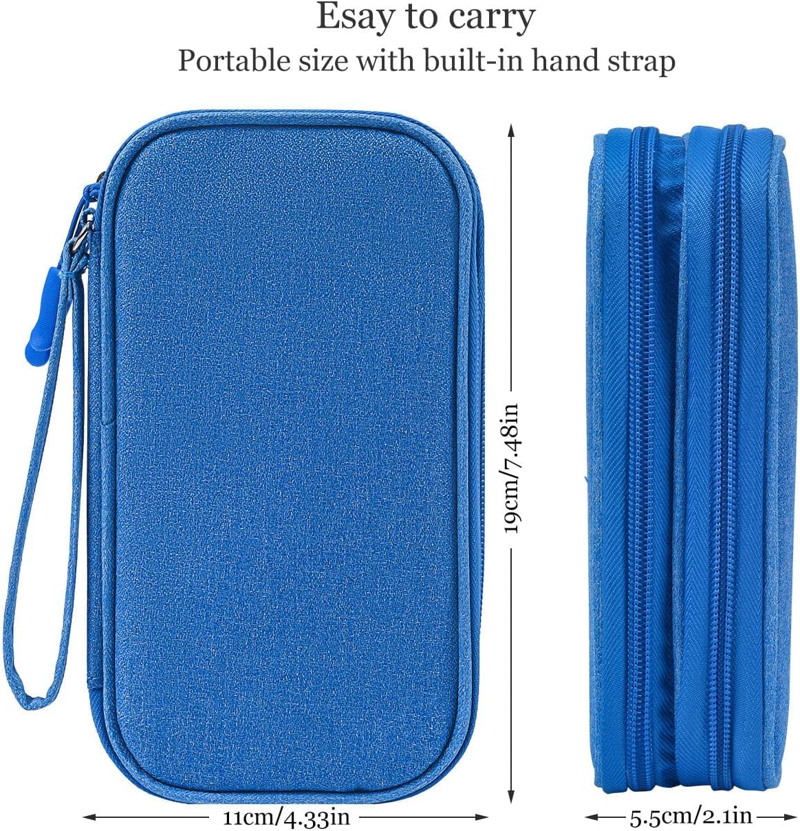 Electronics Accessories Organizer Pouch - Waterproof Travel Cable Organizer Case for Charger, SD Card, USB Drive, Business & Vacation Gadgets - Perfect for Office, Commuting & Airplane Travel (Blue)