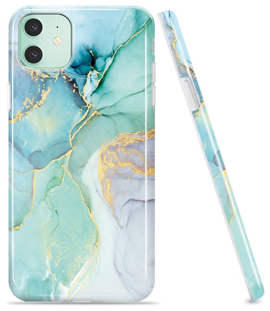 Luolnh iPhone 11 Case - Marble Design Shockproof Soft Silicone Bumper Cover for iPhone 11 6.1 Inch (2019 Model) - Abstract Mint | Perfect for Daily Use, Work, and Travel Protection