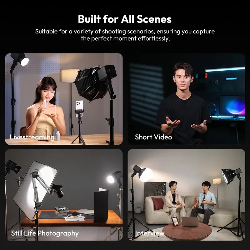 Ulanzi 100W COB Video Light with Built-in Battery - Bi-Color & RGB LED Panel for Photography, YouTube Videos, Live Streaming & Studio Lighting