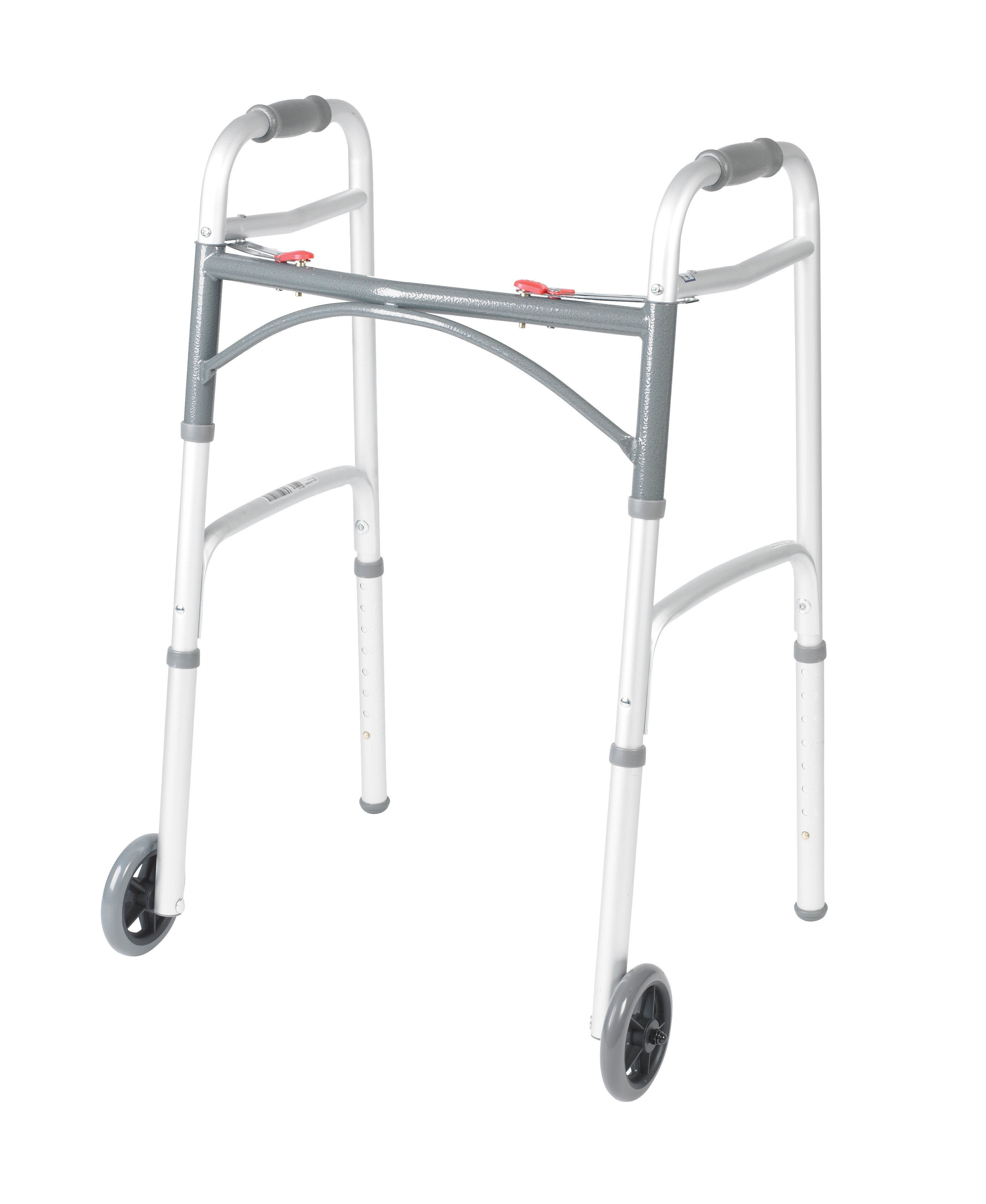 Premium 5-Wheel Folding Walker with Dual Hand Brakes - Lightweight Mobility Aid for Seniors & Adults - Ideal for Indoor/Outdoor Use, Recovery & Stability Support