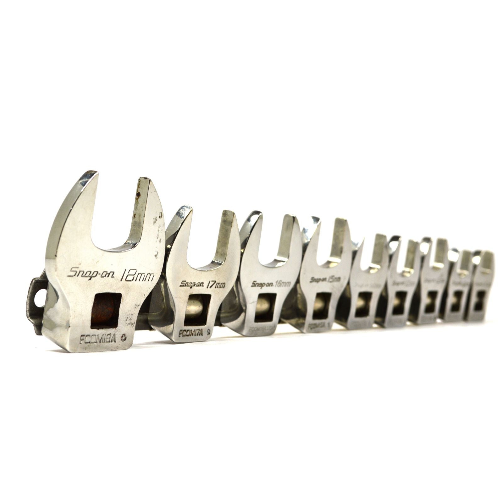 Premium Snap-On Crowfoot Socket Set - 9-Piece Metric Sockets (10mm-18mm) with Rail | FCOM Series | Used Like New | Perfect for Automotive Repairs & DIY Projects