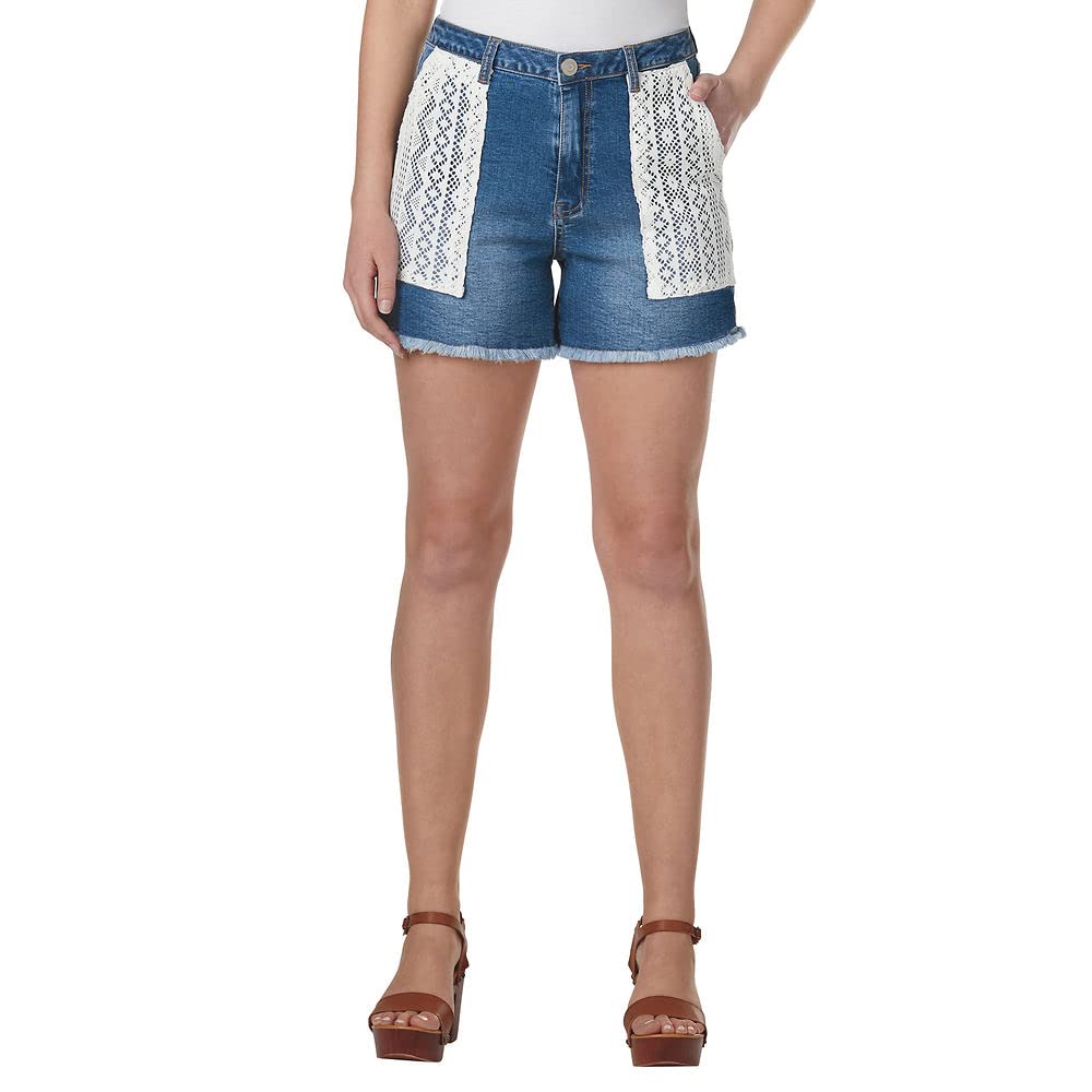 Crochet Denim Shorts for Women - Boho Summer Fashion, High Waisted Distressed Denim Shorts with Handmade Crochet Lace Trim - Perfect for Beach, Music Festivals & Casual Outfits