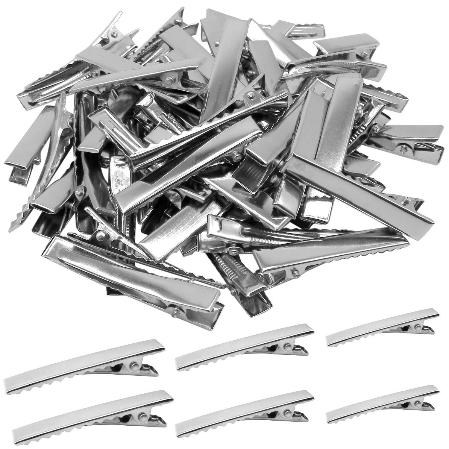 150 Pieces Silver Metal Hair Clips - Single Prong Pinch Clips for Curls, Hair Bows & Styling (3 Sizes) - DIY Hair Accessories for Women, Girls, Bridal & Party Hairstyles