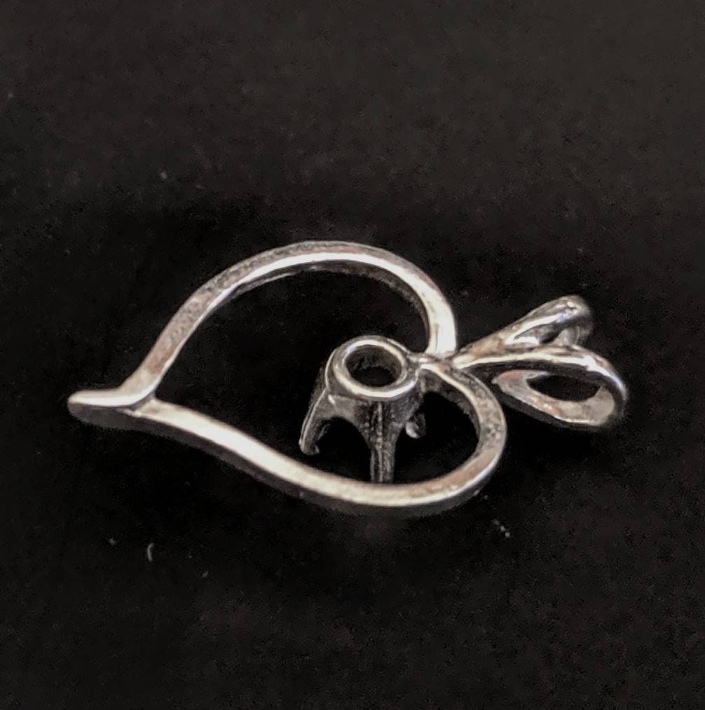 Solid Sterling Silver or 14kt Gold 4mm Round Fancy Heart Pendant Setting - Handcrafted in USA | Perfect for Necklaces, Bracelets & Jewelry Making - Gift for Valentine's Day, Anniversary & Special Occasions