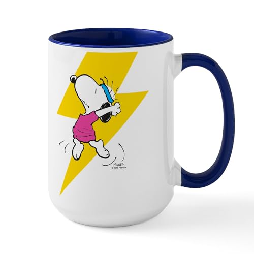 White/Navy Inside - Peanuts Snoopy Dance Lightning Large Mug