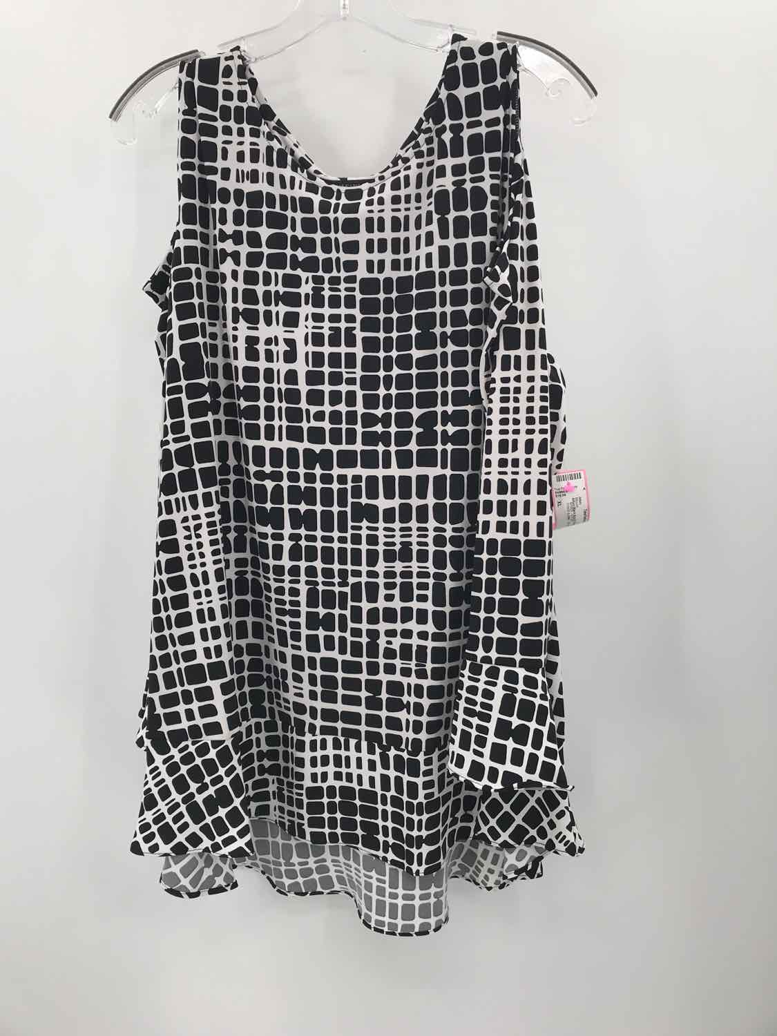 Alfani Black Printed Blouse Size XL - Pre-Owned Women's Top for Work, Parties & Casual Wear