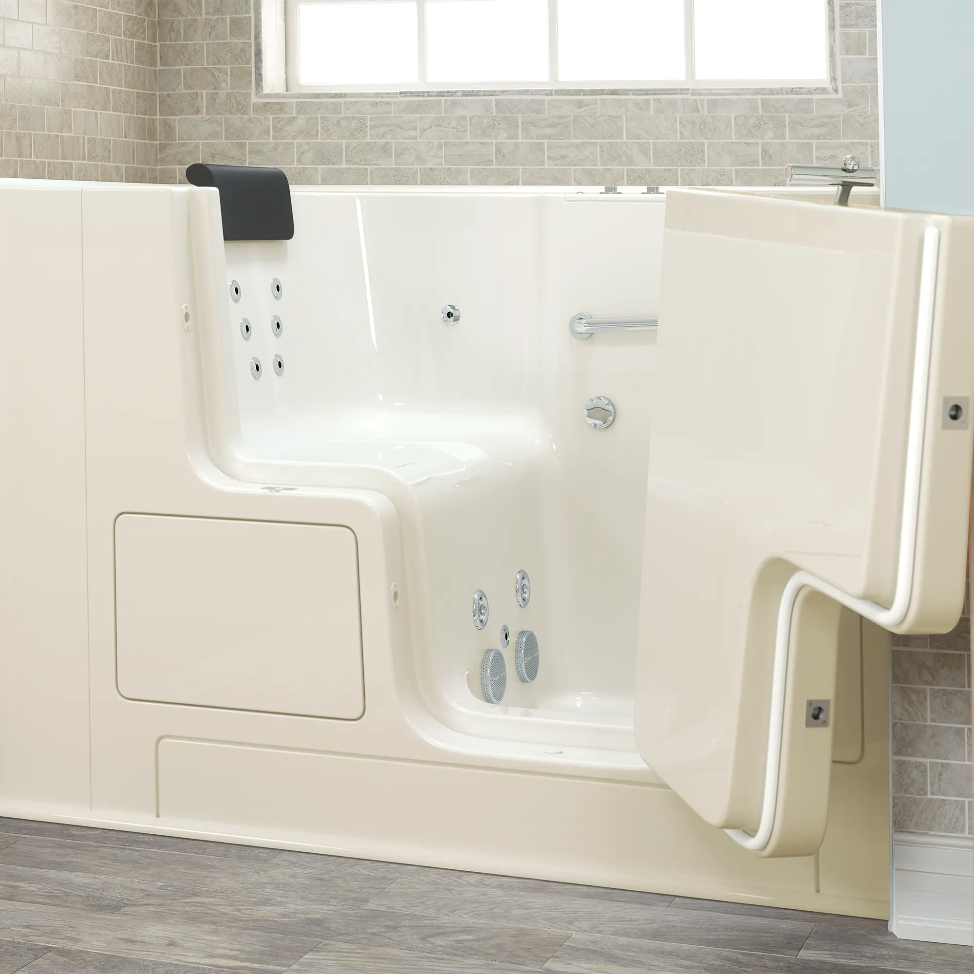 Premium 32 x 52 Inch Gelcoat Walk-In Bathtub with Whirlpool System - Right Hand Drain - Ideal for Elderly & Mobility Support, Spa-Like Relaxation at Home