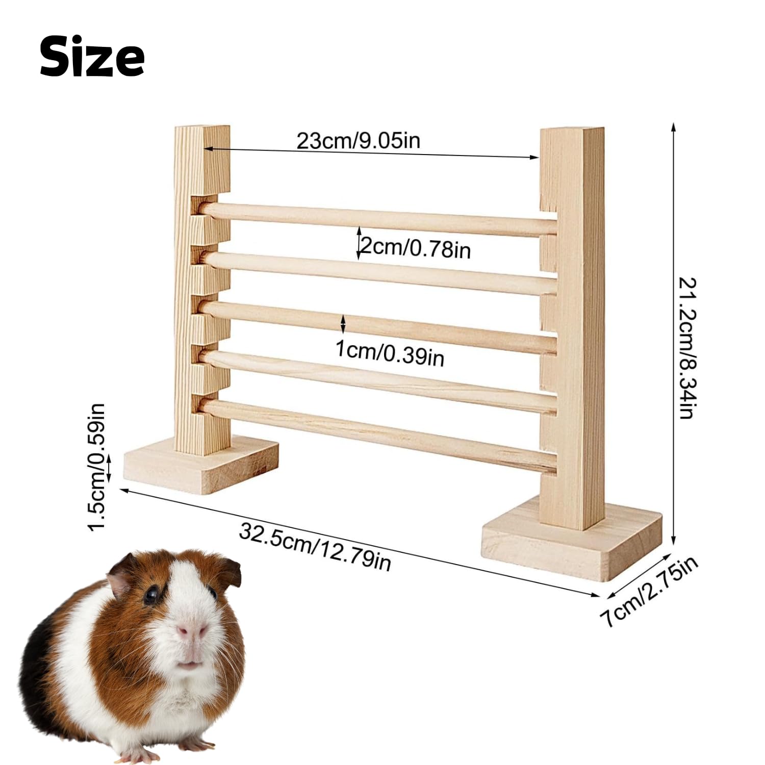 Natural Wood Guinea Pig Jump Bar Set - Adjustable Height Small Animal Training Hurdles for Rabbits, Chinchillas & Dwarf Pets - Fun Obstacle Course Toy for Exercise & Playtime Activities