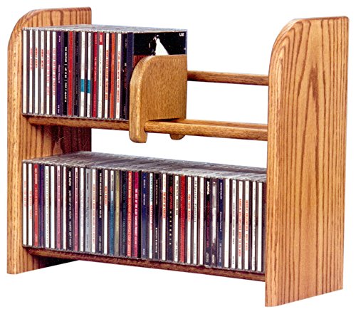 Premium Oak Wood CD Storage Rack - 201 CD Capacity with 2 Shelves - 14.5
