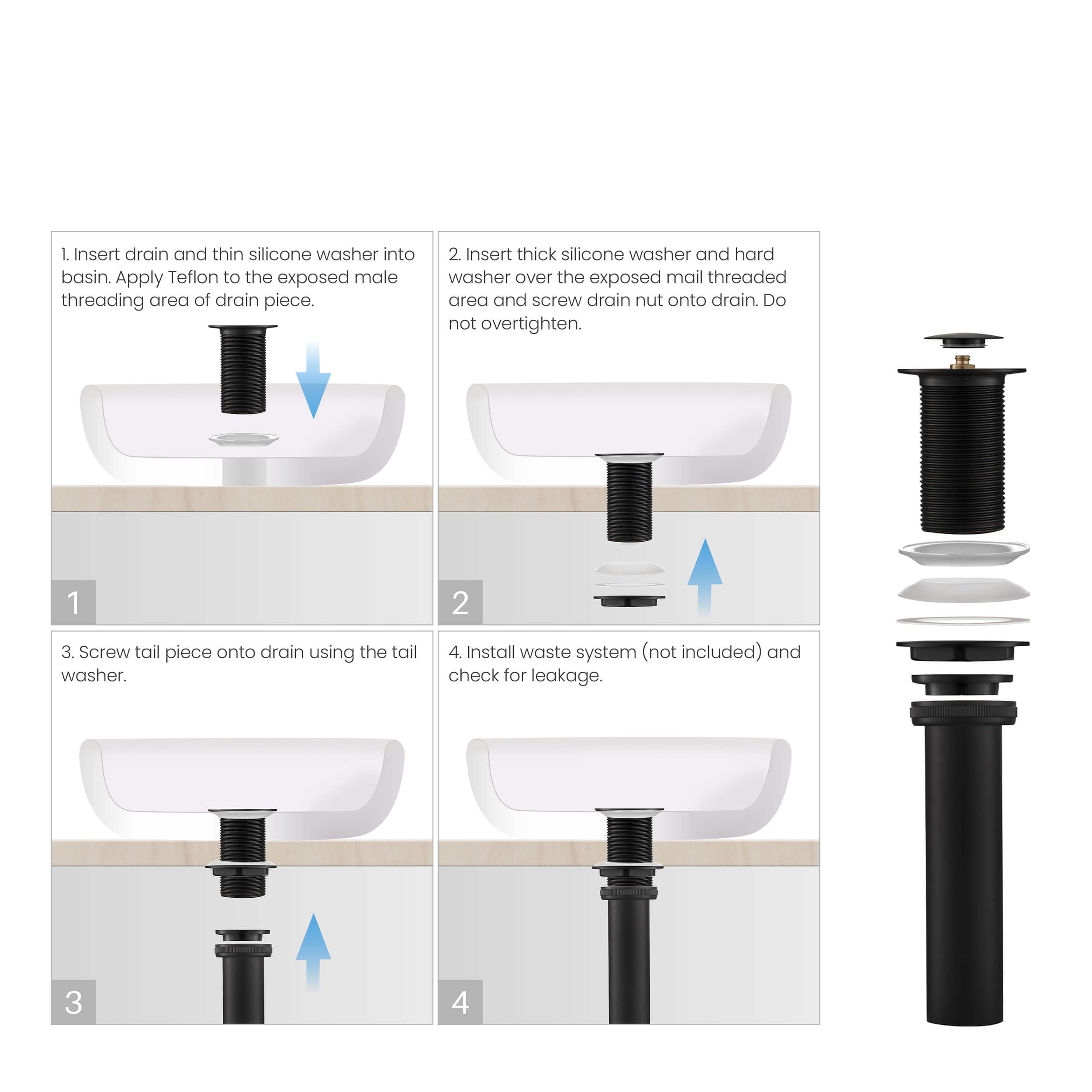 KIBI KBF1007 Infinity Single Handle Bathroom Vanity Sink Faucet - Solid Brass Lavatory Faucet with Water Supply Hose - Durable Corrosion-Resistant Matte Black Finish - Includes Pop-Up Drain - Perfect for Modern Bathroom Renovation and Home Upgrade