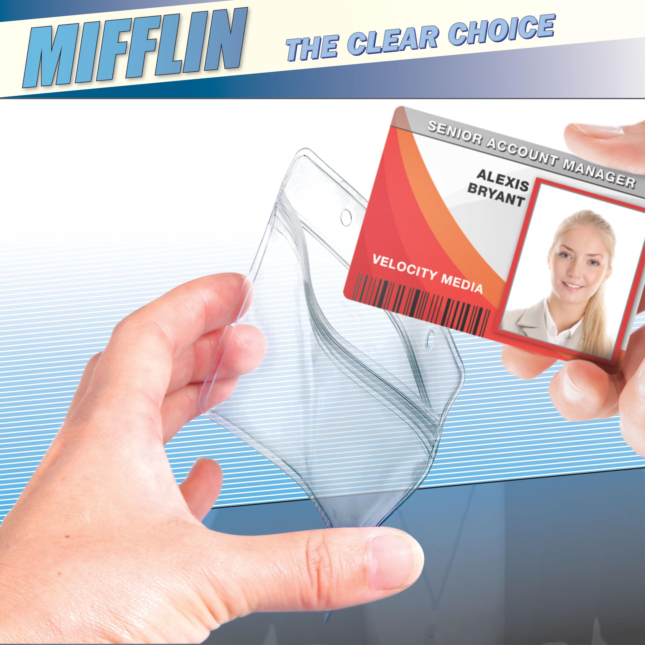 Mifflin-USA 1000 Pack Clear Horizontal ID Badge Holders (3.5x2.25 Inches) - Waterproof & Resealable Plastic Card Protectors for Events, Conferences & Workplace Security