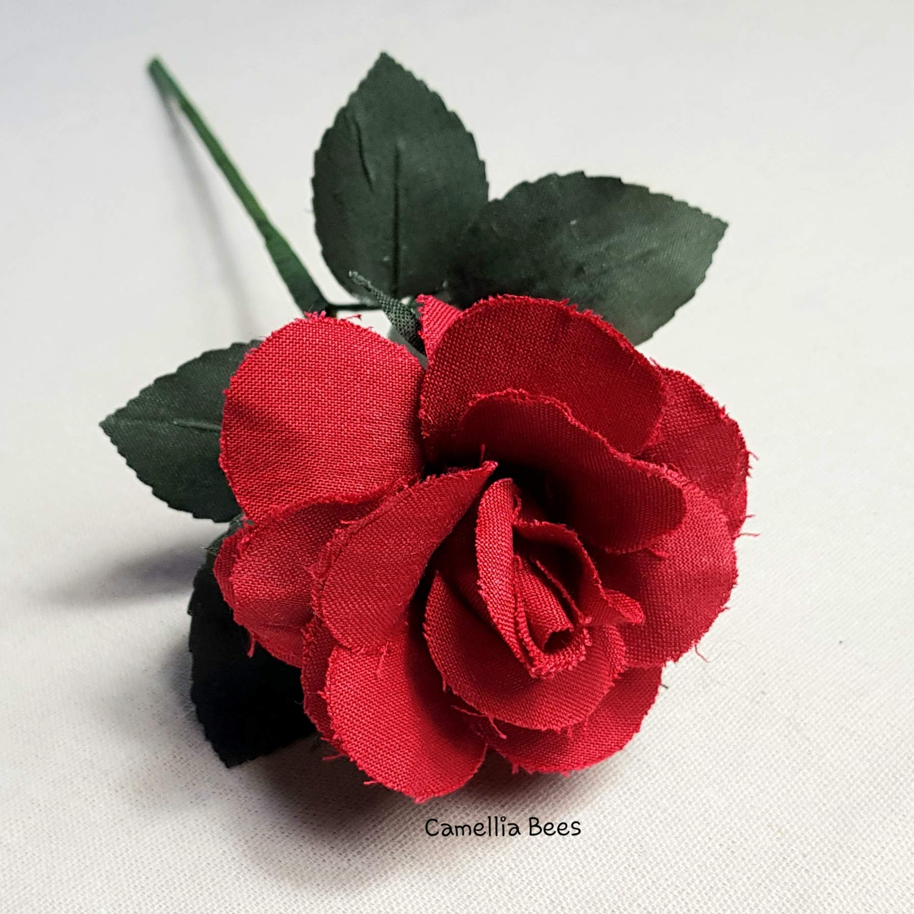 Handmade Cotton Linen Rose Flower - Perfect for Wedding Anniversary, Valentine's Day, Mother's Day Gift (Red) - Romantic Home Decor & Special Occasion Present