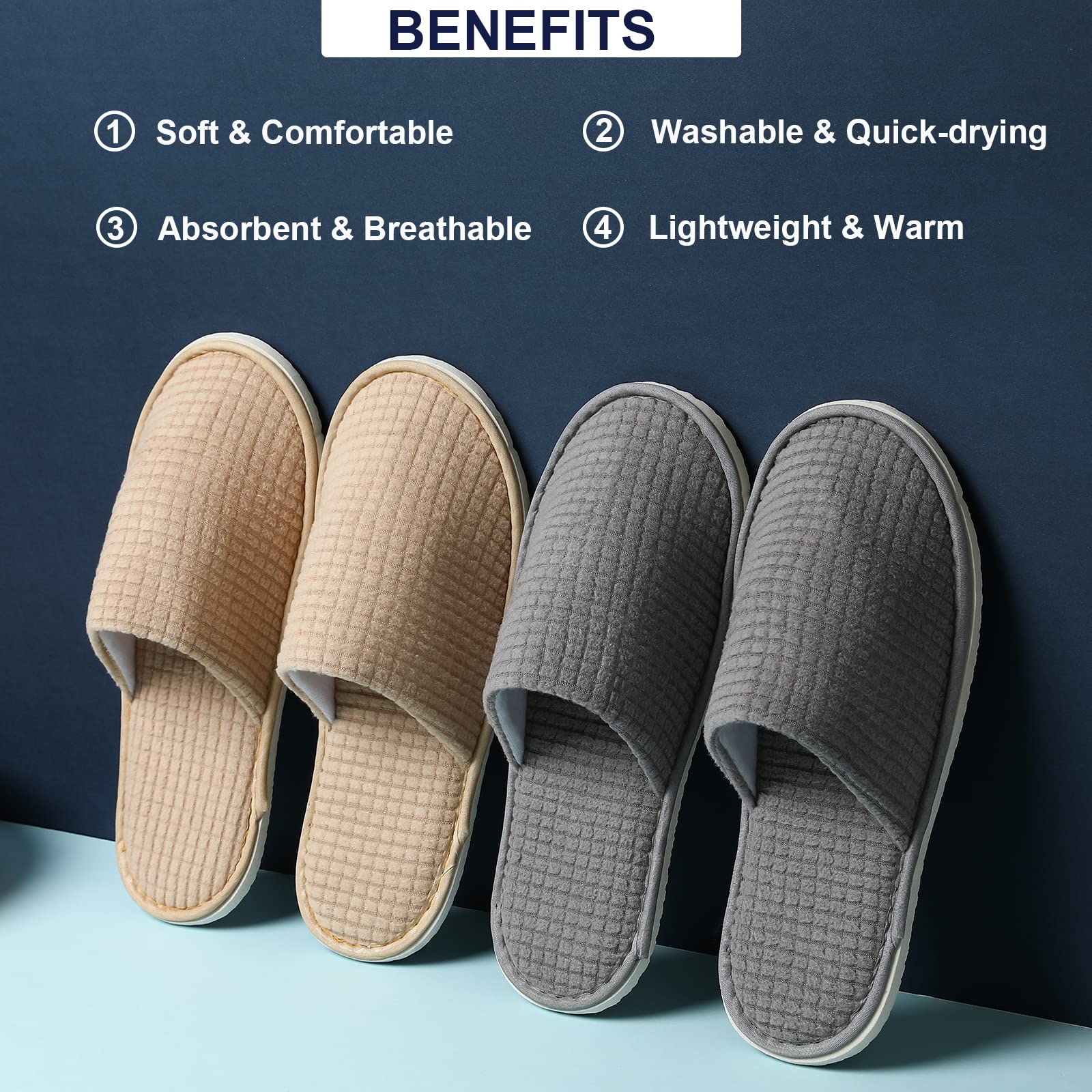Premium Reusable Washable Unisex Spa Slippers - 6/12 Pairs Soft Comfort Hotel Slippers for Wedding, Party, Travel & Home Relaxation - Perfect for Hotels, Spas, Bridal Showers and Cozy Indoor Use