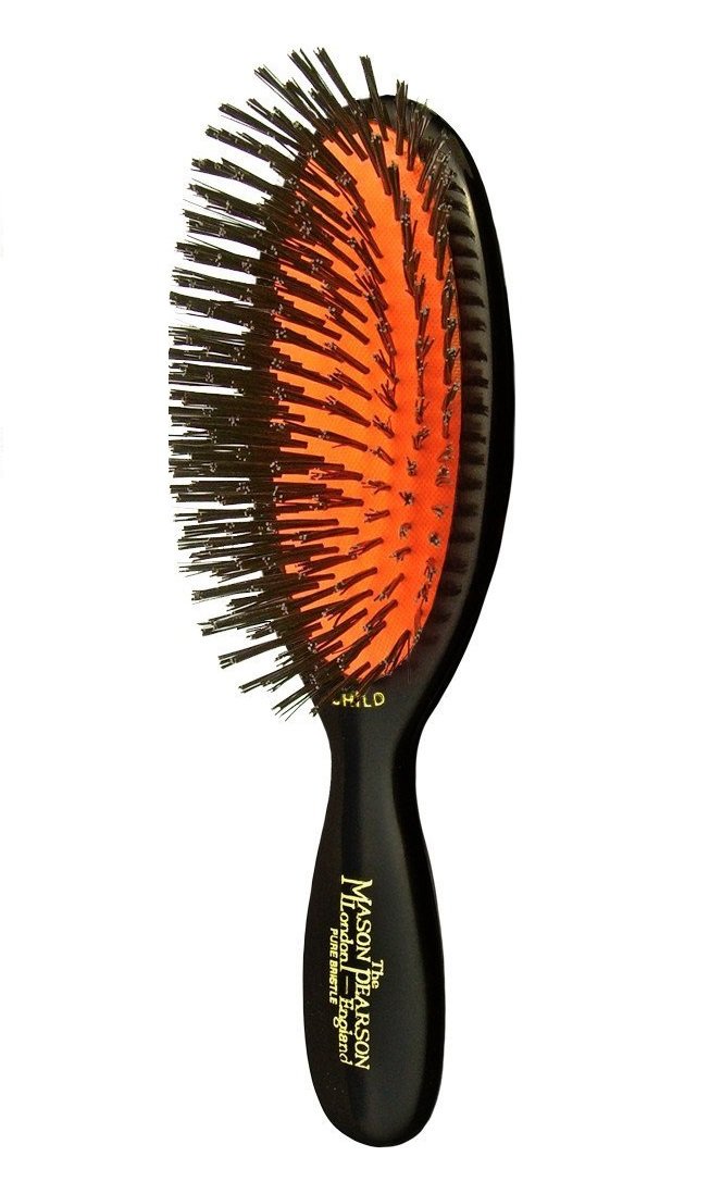 Mason Pearson Boar Bristle Hair Brush for Kids - Natural Dark Pure Bristle Hairbrush for Children - 1 Piece - Perfect for Daily Detangling & Gentle Scalp Massage