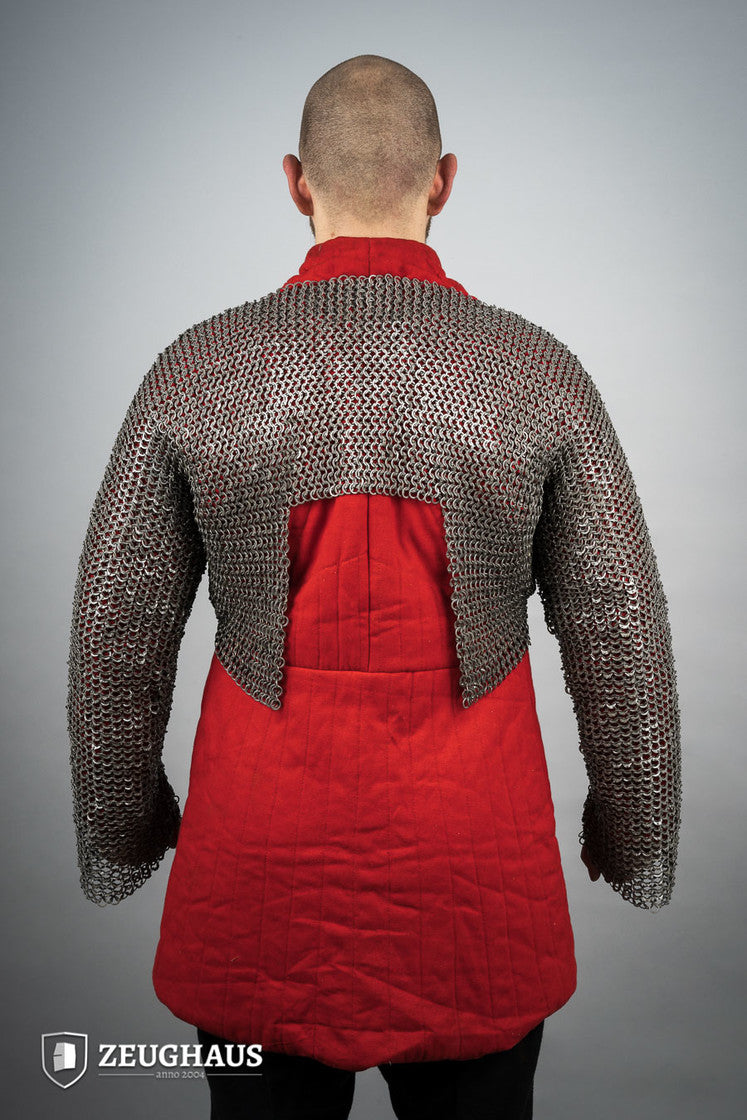 Flat Ring Riveted Chainmail Long Sleeve Shirt - 9mm Oiled Steel Medieval Armor for LARP, Cosplay & Renaissance Faires - B Stock