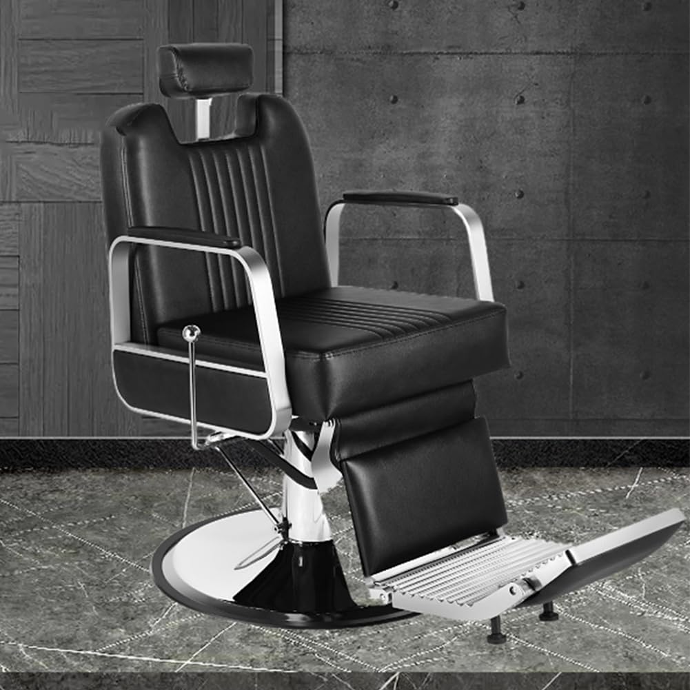 Professional Barber Chair - Adjustable Reclining Salon Chair with Swivel & Headrest for Hair Stylists | Beauty Equipment for Hairdressing, Styling & Shampoo Services | Perfect for Salons, Spas & Home Barber Stations