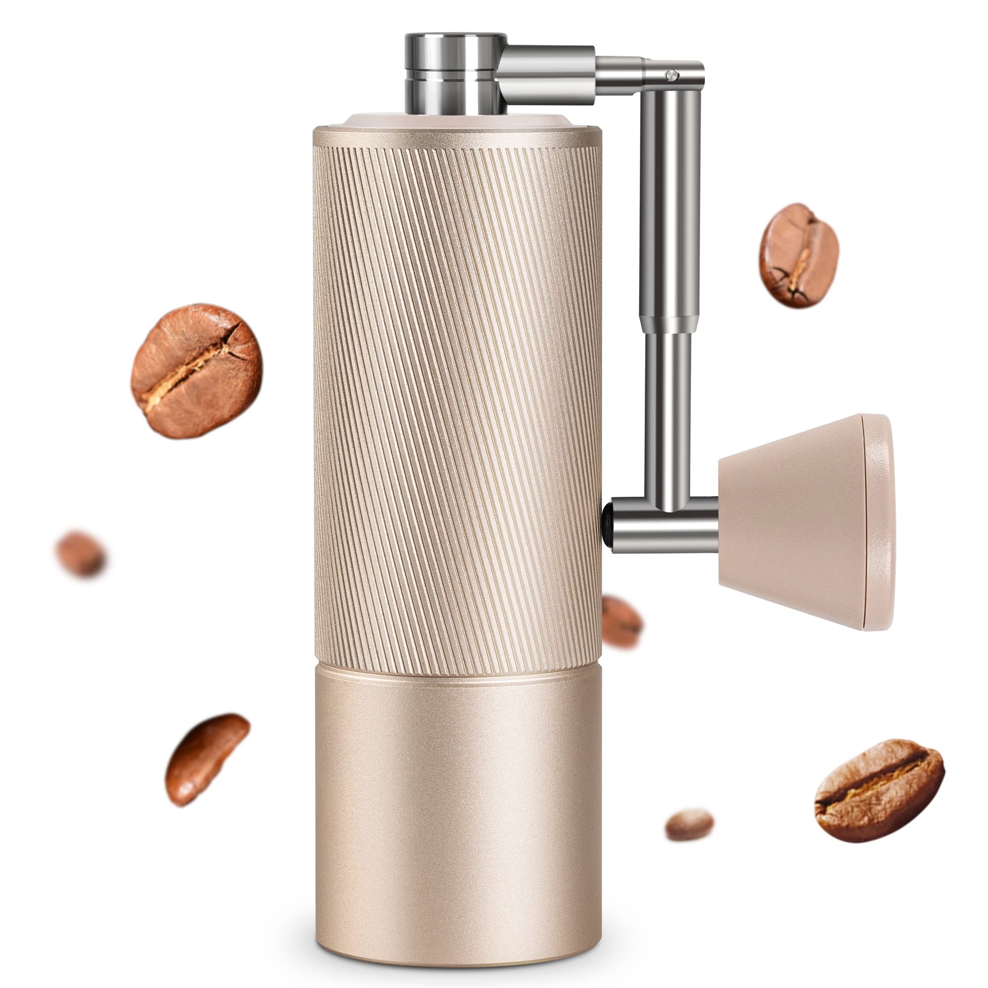 TIMEMORE Chestnut C2 Fold Manual Coffee Grinder - Adjustable Stainless Steel Conical Burr, Foldable Handle for Travel, Perfect for Pour Over, French Press, Espresso & Camping | Rose Gold Finish