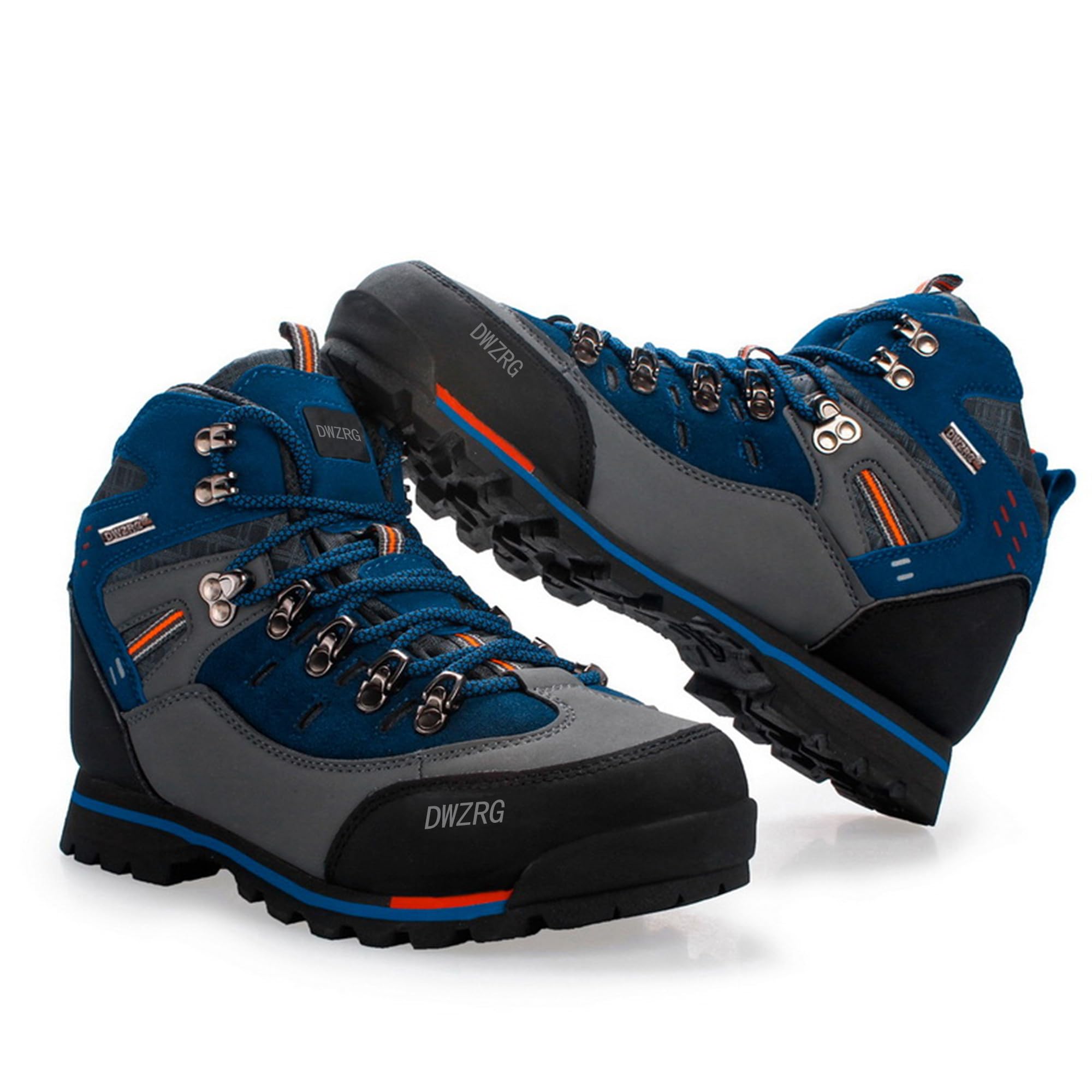 Men's Waterproof Leather Mid Hiking Boots - Non-Slip Lightweight Trekking Shoes for Outdoor Adventures, Camping & Mountain Climbing