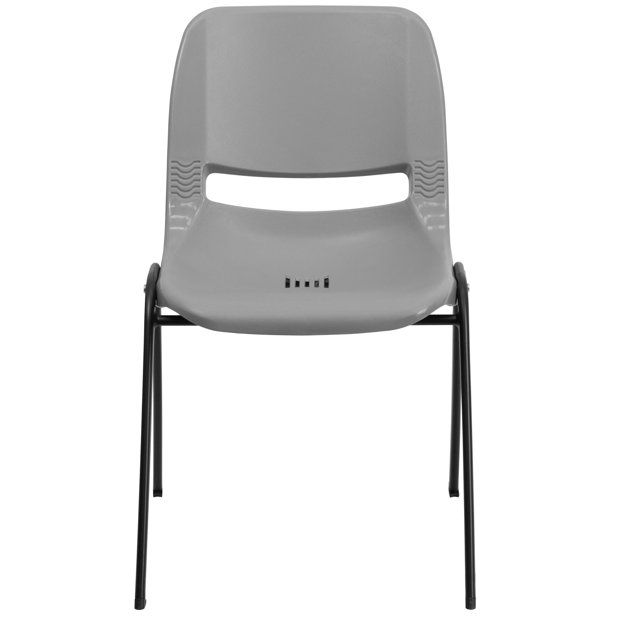Emma & Oliver Gray Ergonomic Shell Stackable Student Chair - Comfortable Classroom & Office Guest Chair for Schools, Libraries, and Conference Rooms