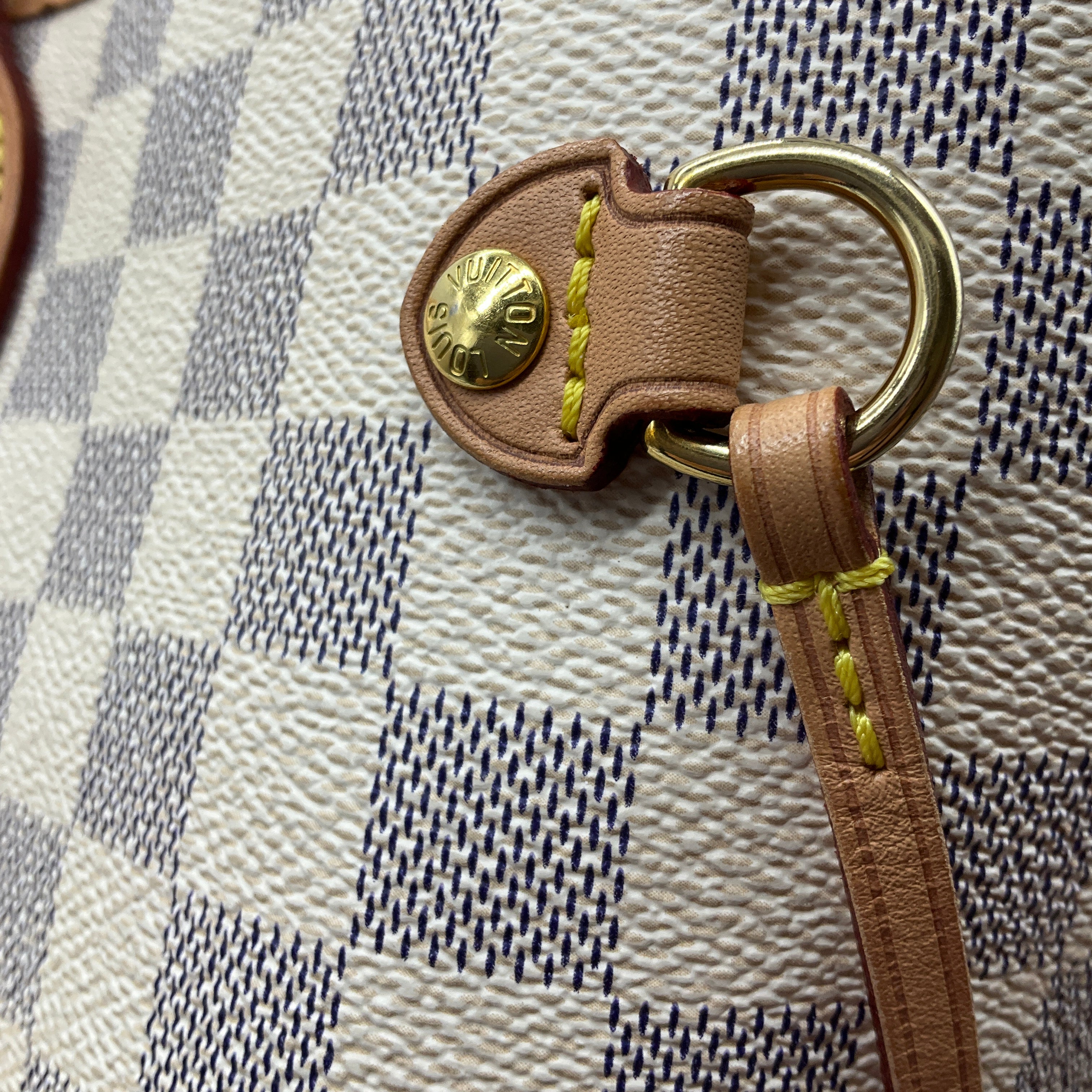 Authentic Louis Vuitton Neverfull GM Tote Bag in Ivory Damier Azur Canvas - Luxury Designer Handbag for Women, Perfect for Work, Travel & Everyday Use