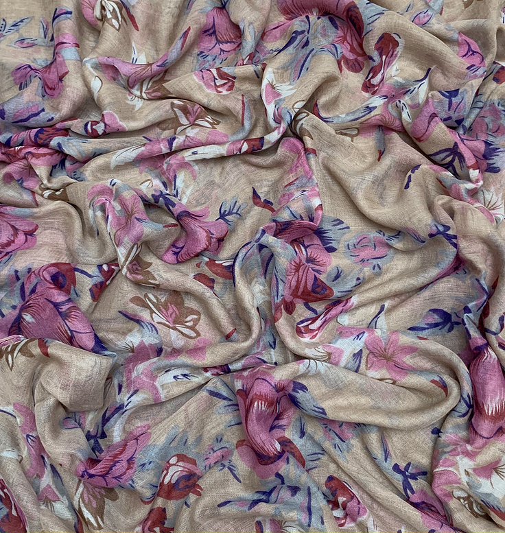 Printed Viscose Khaki Scarf - Lightweight & Soft Fashion Accessory for Women - Perfect for Spring Outfits, Office Wear & Travel