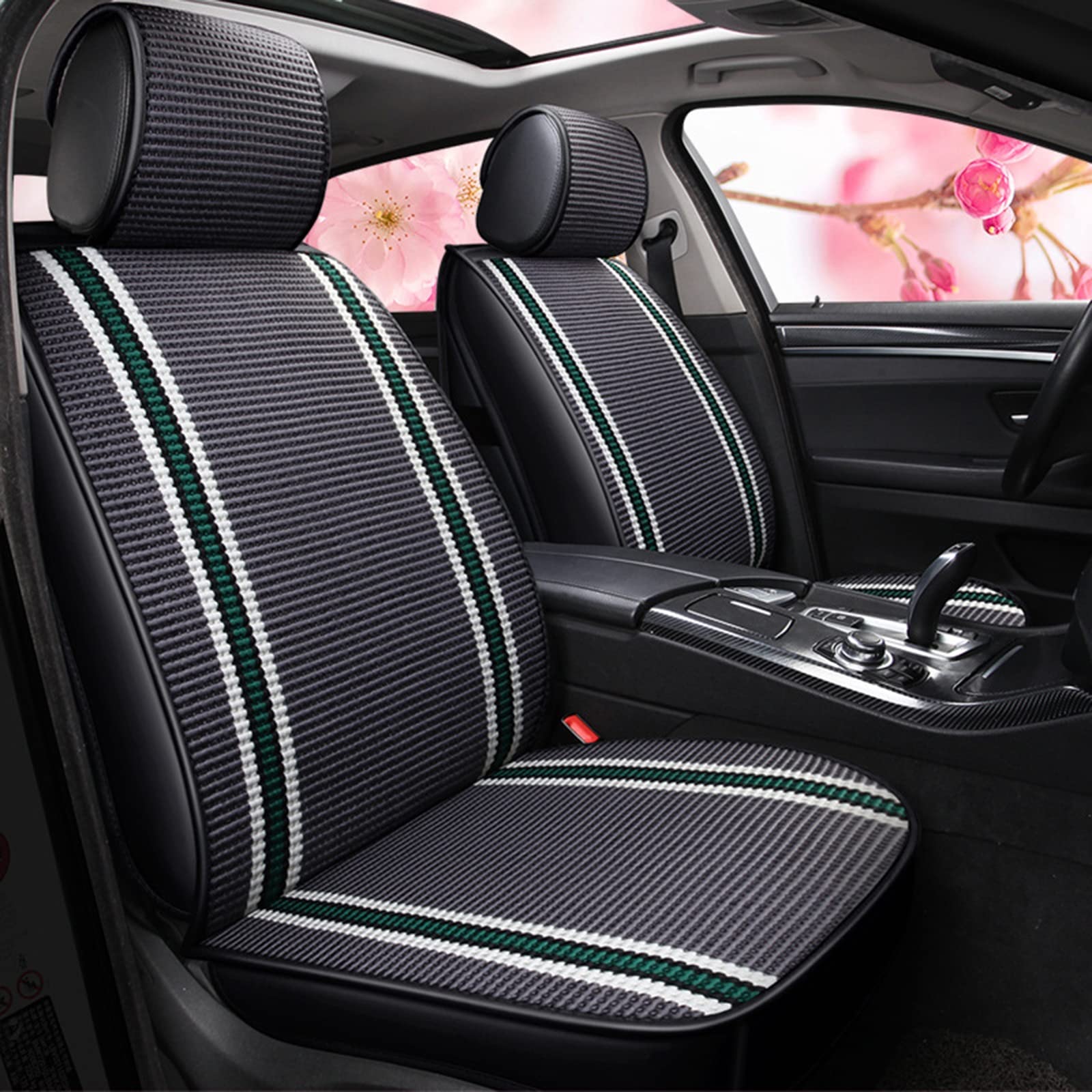 Zhangtaolf 5-Piece Waterproof Ice Silk Car Seat Covers Set - Breathable Summer Seat Protectors | Airbag Compatible & Universal Fit for Most Vehicles | Perfect for Road Trips, Daily Commuting & Hot Weather Driving (Gray)