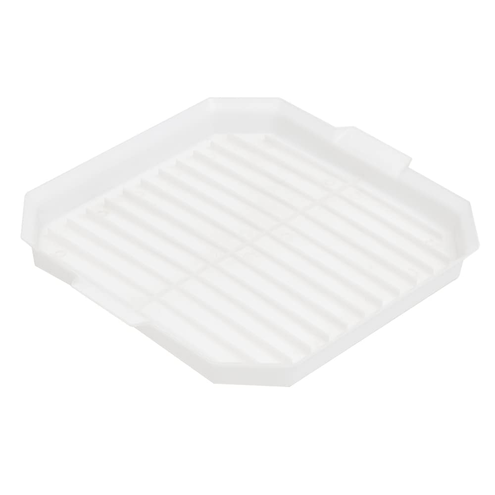 Home Basics White Plastic Microwave Cooking Tray with Ridged Grease Grooves - Perfect for Bacon, Sausage & Reheating Food | Durable Lightweight Design with Raised Lip to Prevent Spills | Ideal for Microwave Cooking, Meal Prep & Quick Cleanup