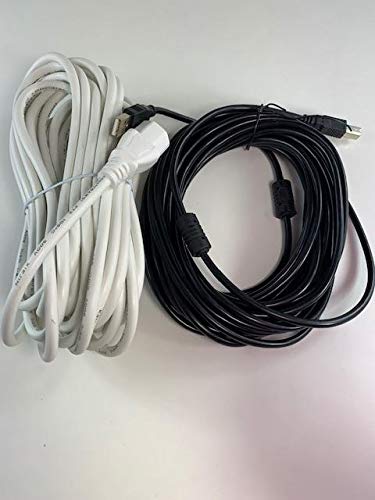 UL Listed OMNIHIL 30FT White AC Power Cord with 30FT USB-B Cable for Peachtree Audio M24 Powered Speakers - Perfect for Home Studio, Gaming & Audio Setup
