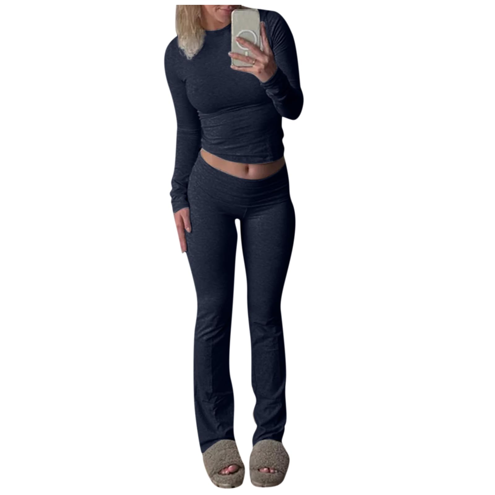 FlekmanArt Women's 2-Piece Lounge Set - Soft Cotton Jersey Pajama & Yoga Outfit - Comfortable Casual Wear for Home, Sleep & Relaxation - Perfect for Lounging, Yoga & Everyday Comfort