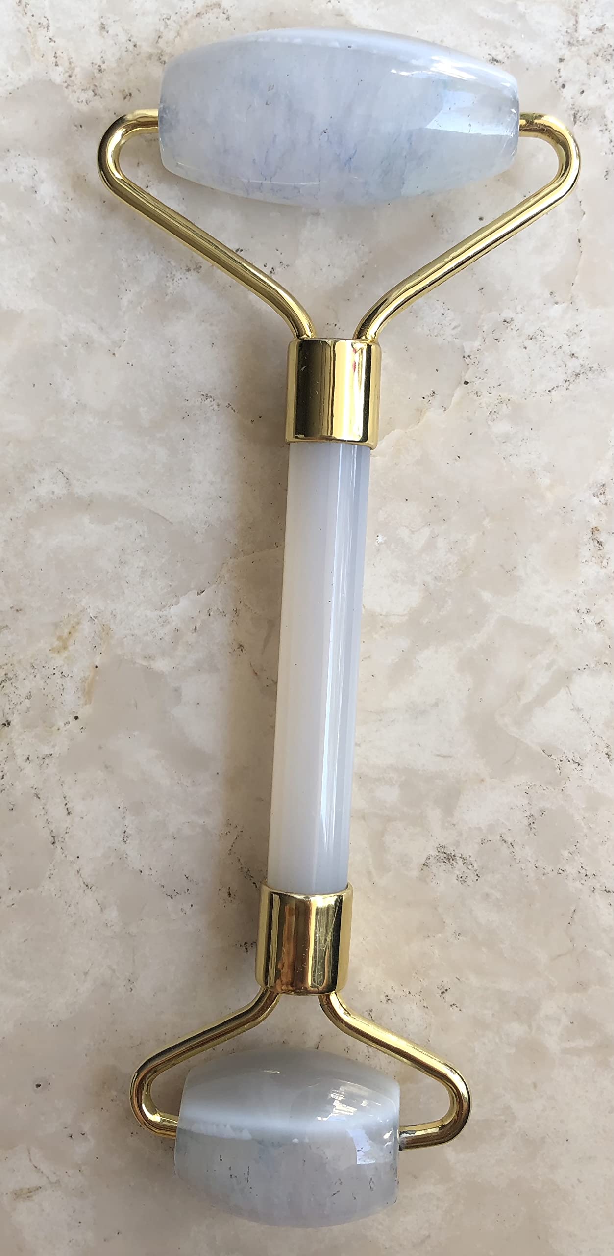 HealMe Moonlight Charged Opalite Crystal Face Roller - Anti-Aging Skincare Tool for Wrinkle Reduction & Puffiness Relief | Spa-Quality Facial Massager for Serum Application & Improved Blood Circulation | Perfect for Morning Routine & Nighttime Self-Care