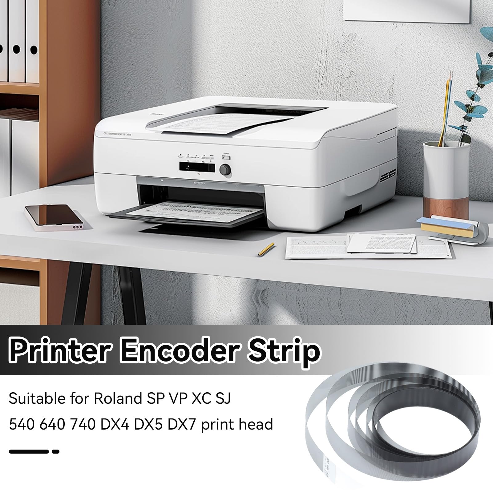 Agatige Printer Encoder Strip - 180LPI Linear Encoder Scale Strip PET Film Replacement for Roland SP/VP/XC/SJ 540/640/740 & DX4/DX5/DX7 Print Heads - 15mm x 2700mm Raster Parts - Perfect for Printer Maintenance and Repair
