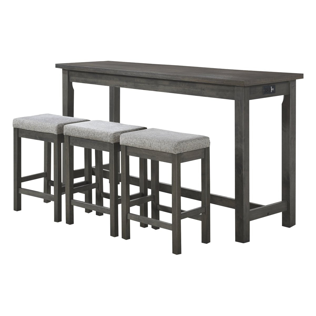 Modern Grey Counter Height Dining Table with Built-in USB Charging Ports - Perfect for Small Spaces, Kitchens, and Breakfast Nooks