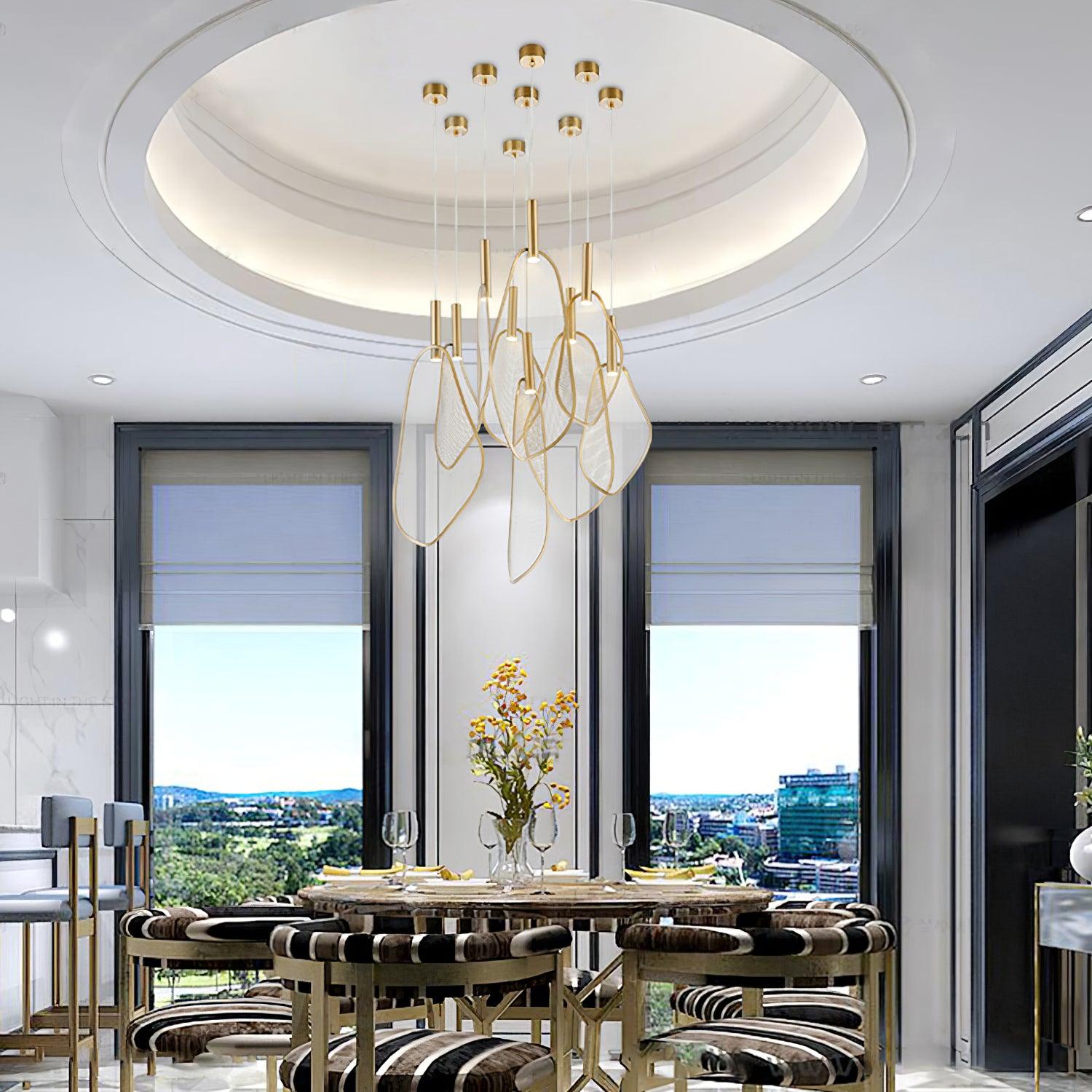 Modern Fan Shape Pendant Light - Sleek Ceiling Lighting Fixture for Dining Room, Kitchen, Bedroom & Living Room Decor