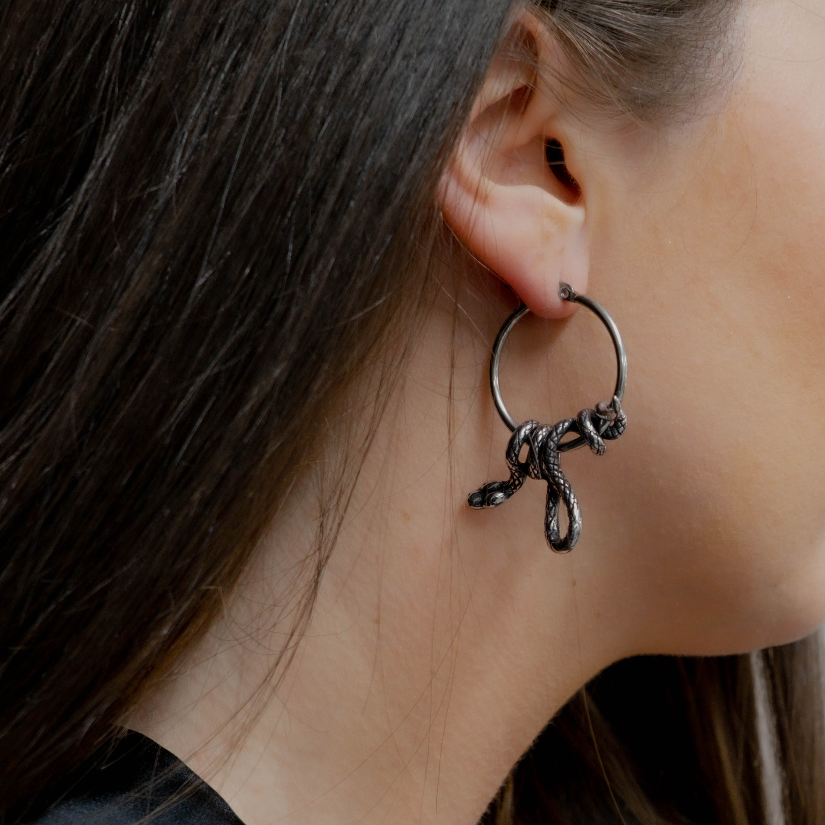 Serpent's Lair Snake Earrings - Gothic Jewelry for Women, Sterling Silver Snake Stud Earrings, Perfect for Halloween Costume, Cosplay & Gothic Fashion Accessories