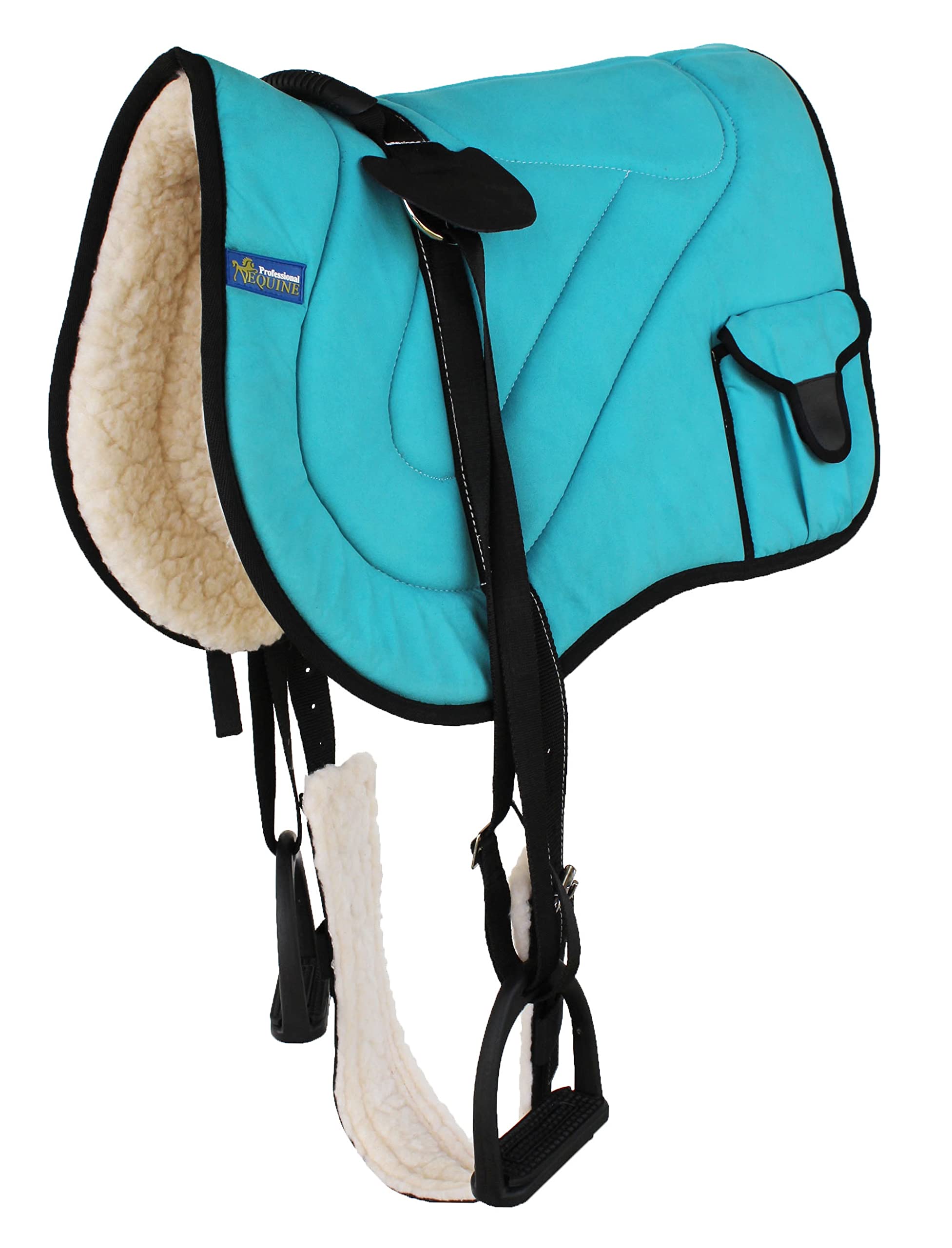 Premium Fleece Padded Horse Saddle Pad - Adjustable Bareback Trail Riding Pad with Stirrup Pockets for Comfort & Safety | Ideal for Trail Riding, Training & Leisure Horseback Activities