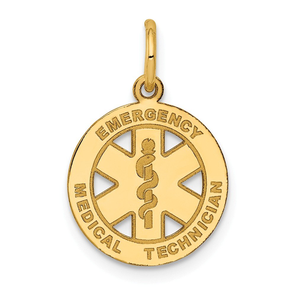 14K Yellow Gold Small EMT Medical Charm Pendant - Jewelry for First Responders & Healthcare Heroes | Perfect for Nurses, Doctors & EMTs Gifts