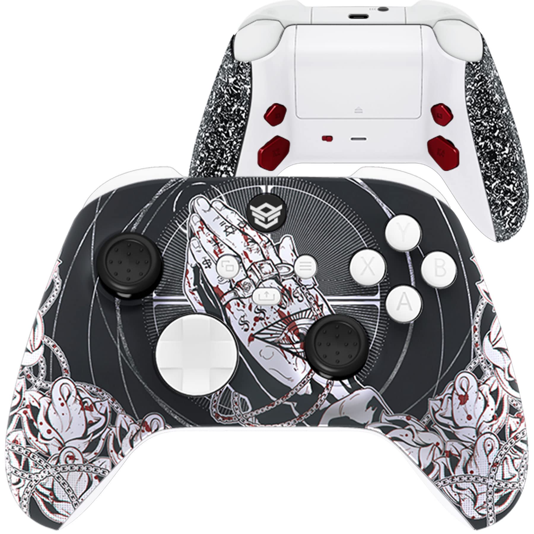HexGaming ADVANCE 4 Paddles & Interchangeable Joystick & Hair Triggers for Xbox Series X Pro Controller - Forgiveless Redemption Edition - Perfect for Competitive Gaming & Esports Tournaments