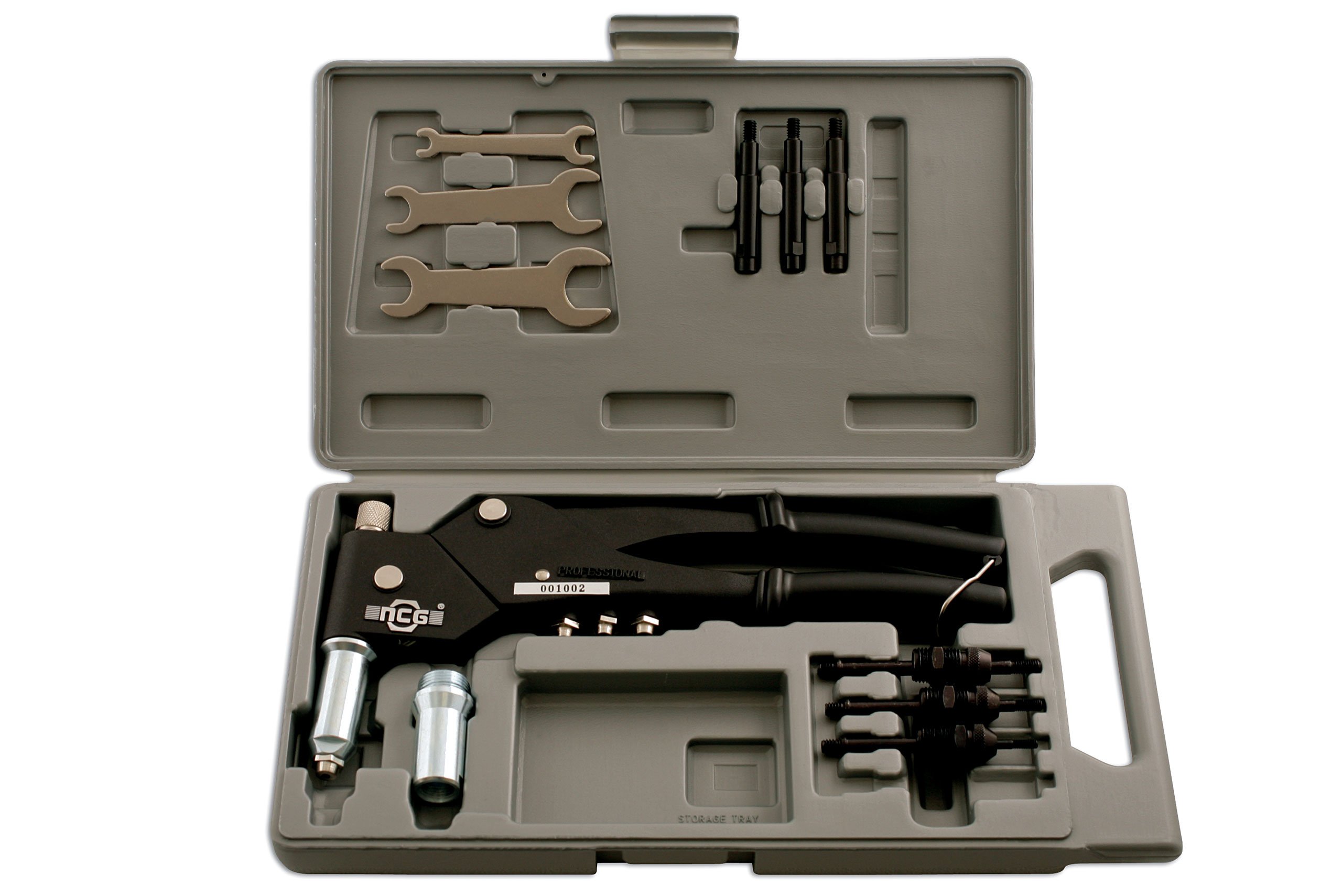 Laser 3713 Heavy Duty Riveter Set with Swivel Head - Professional Hand Rivet Gun Kit for Metal, Plastic & Leather - Perfect for DIY, Automotive & Home Repairs