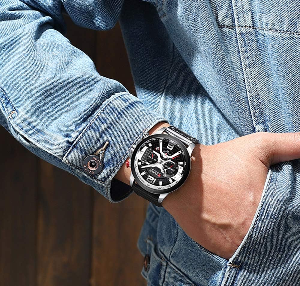 Luxury Men's Business Chronograph Watch - Waterproof Analog Quartz Wristwatch with Leather Strap | Perfect for Office, Formal Events & Everyday Wear