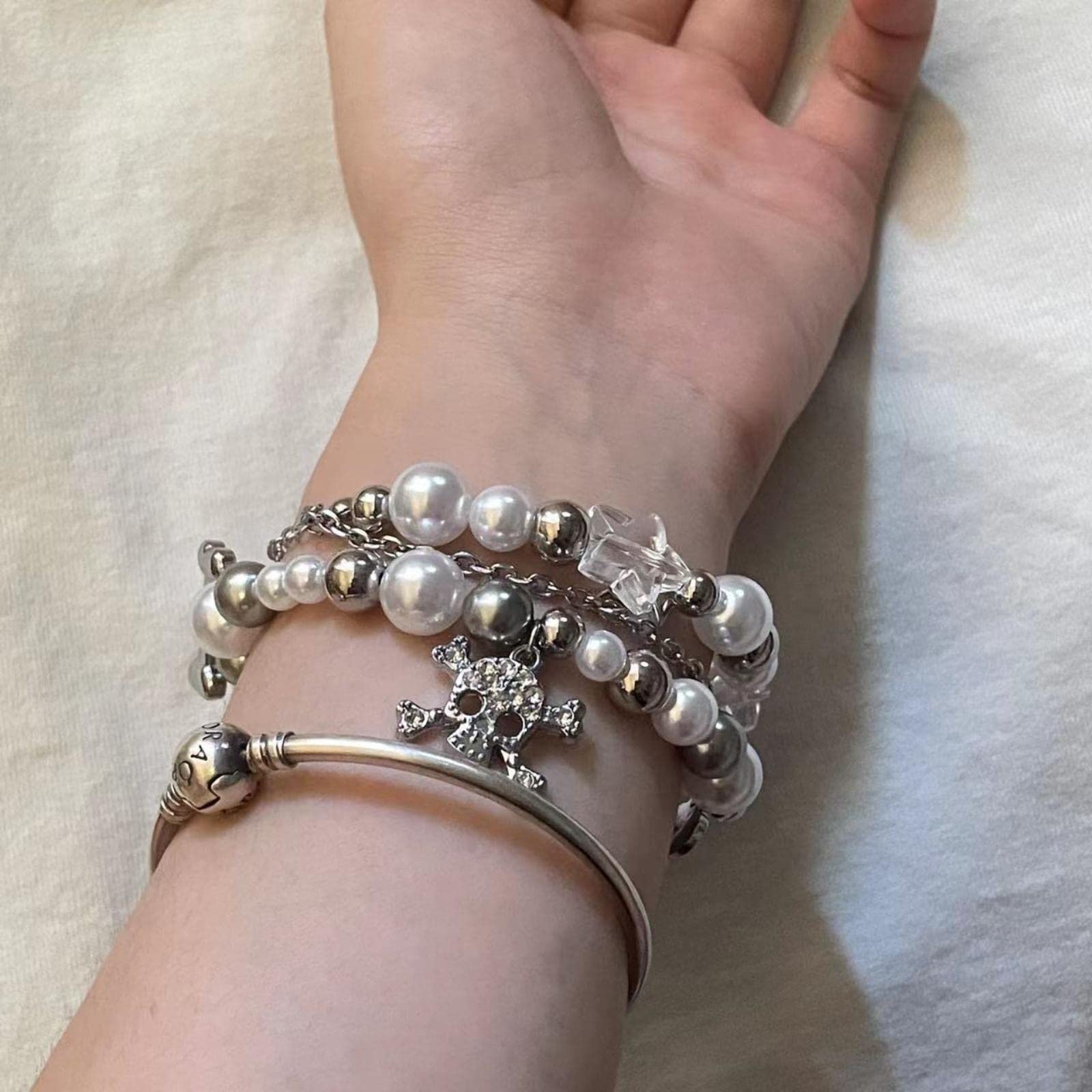 Y2K Star Beaded Pearl Adjustable Charm Bracelet for Teen Girls & Women - Perfect for Parties, Gifts, and Everyday Fashion Accessories