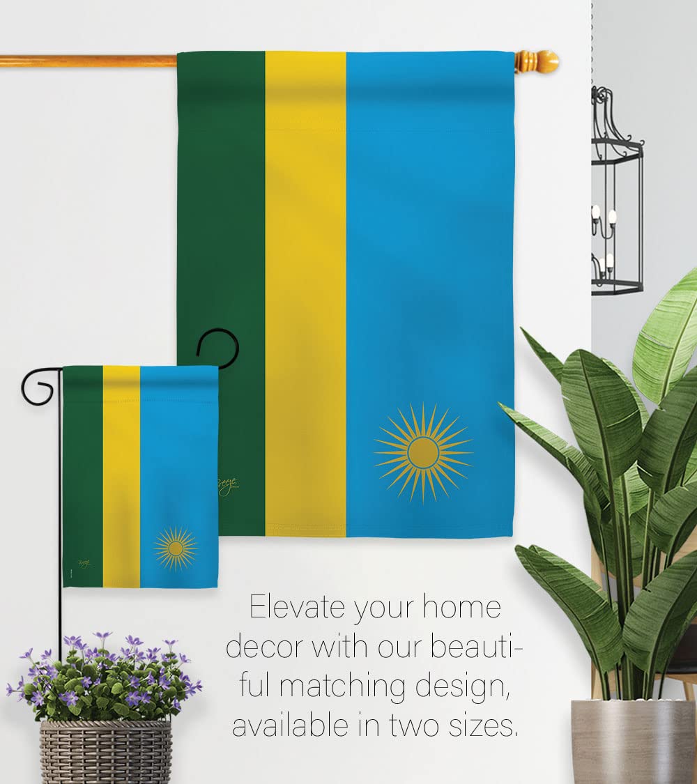 Rwanda Garden Flag Set with Stand - Double-Sided Yard Decor for Home & Gifts