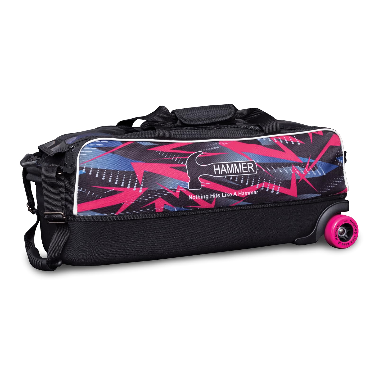 Pink Hammer Triple Tote Bowling Bag - 3 Ball Bowling Bag with Removable Shoulder Straps for Women & Men - Perfect for League Play, Tournaments, and Practice Sessions